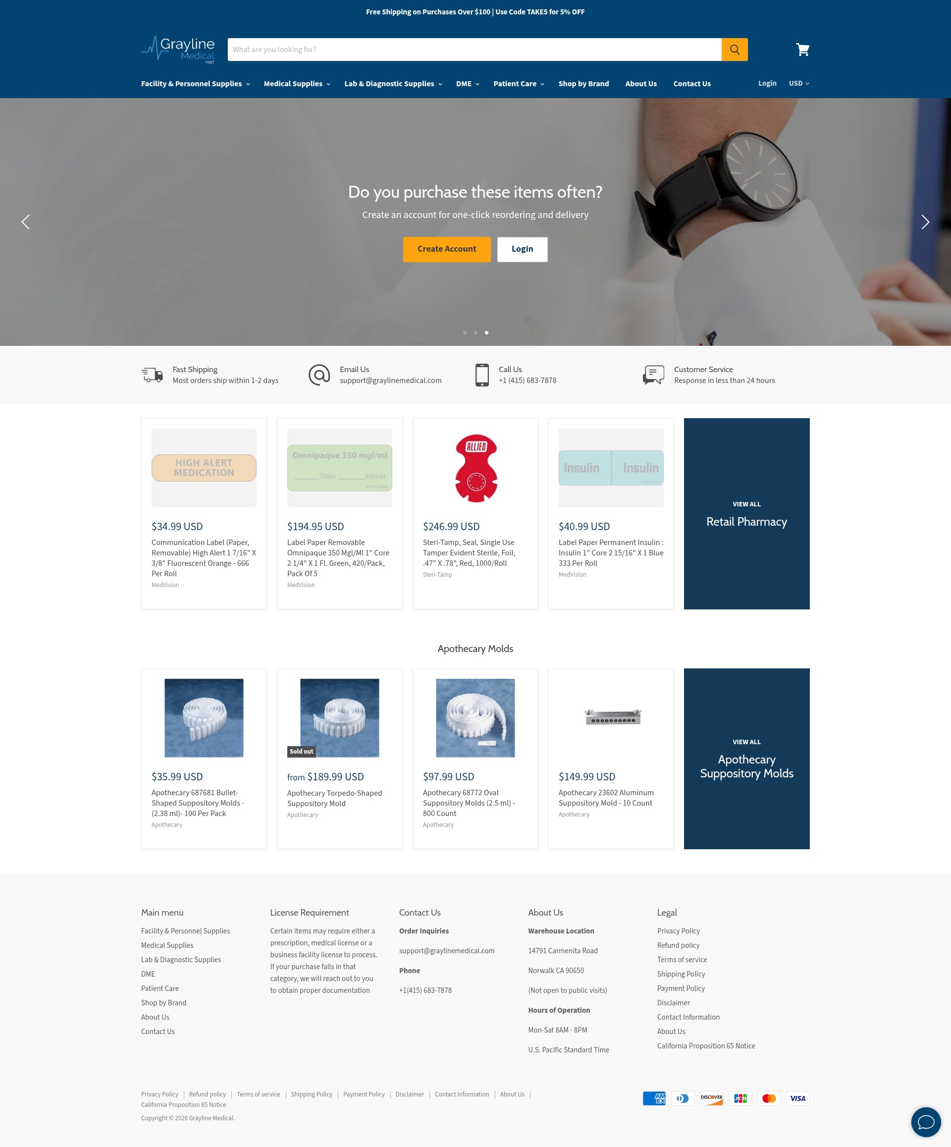 Screenshot of www.graylinemedical.com