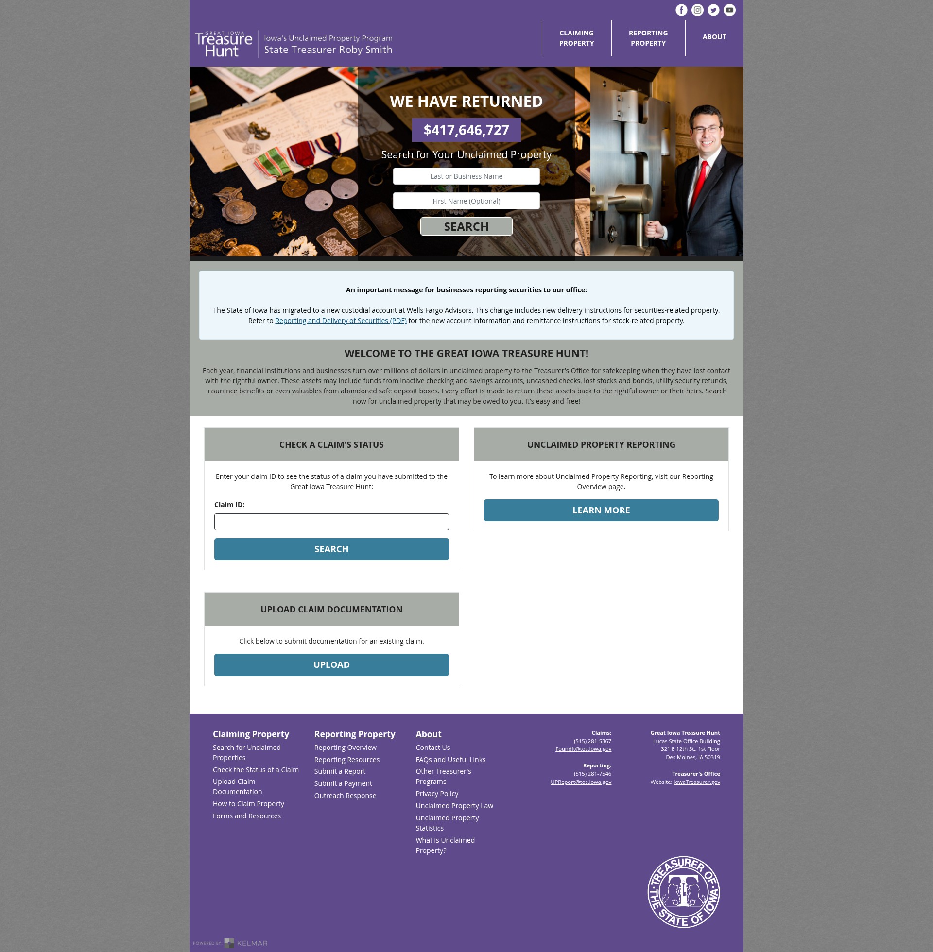 Screenshot of www.greatiowatreasurehunt.gov