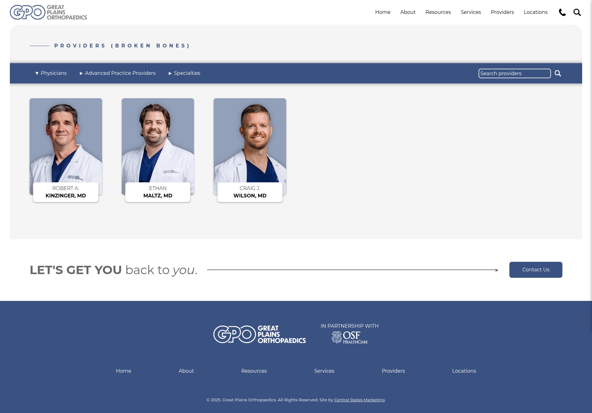 Screenshot of www.greatplainsortho.org