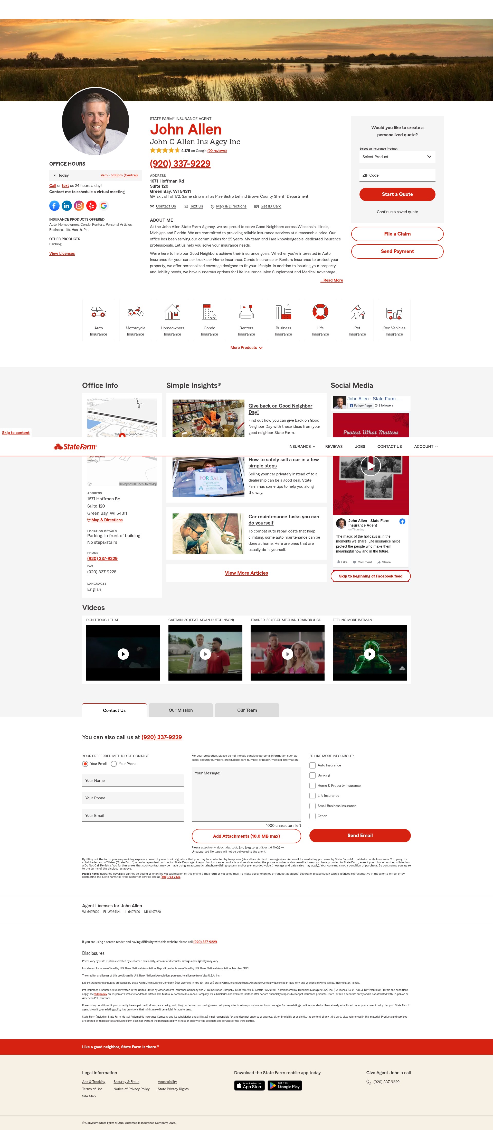 Screenshot of www.greenbayinsurance.com