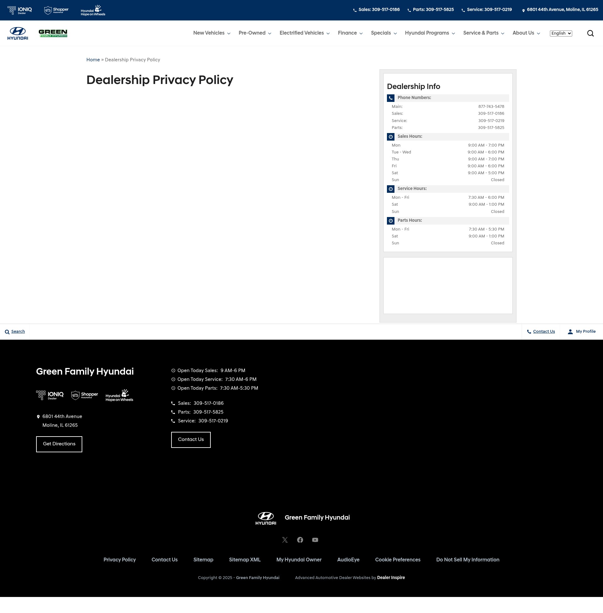 Screenshot of www.greenfamilyhyundai.com