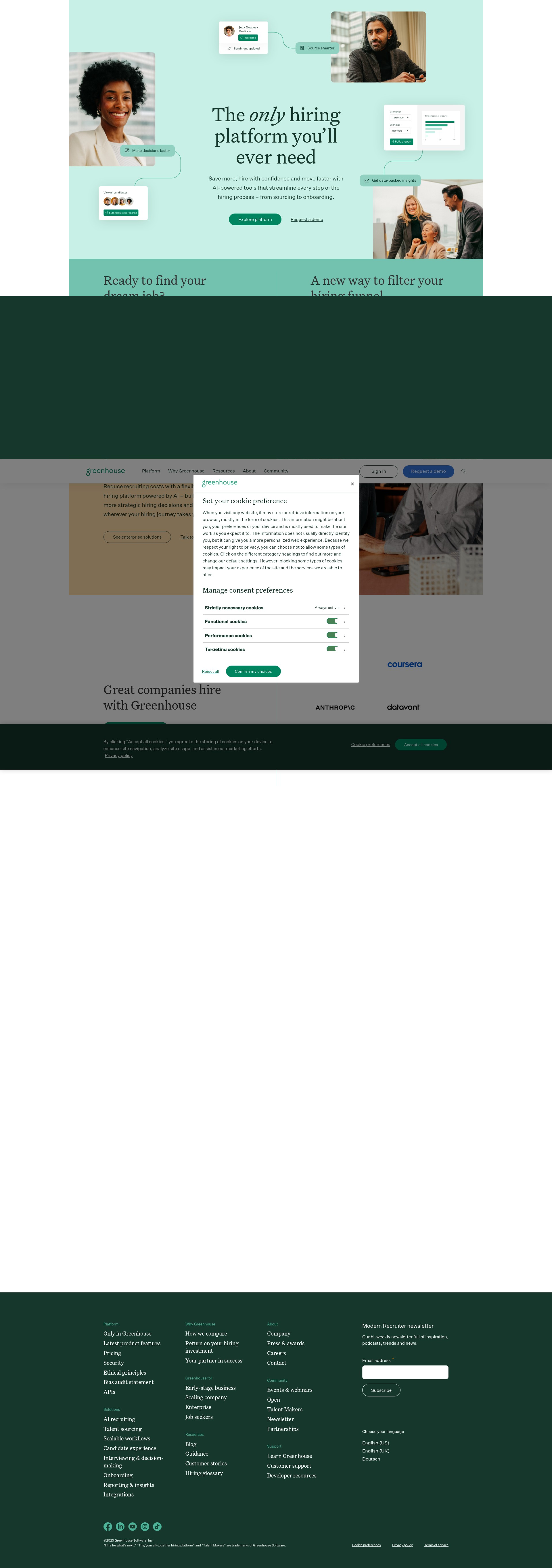 Screenshot of www.greenhouse.com