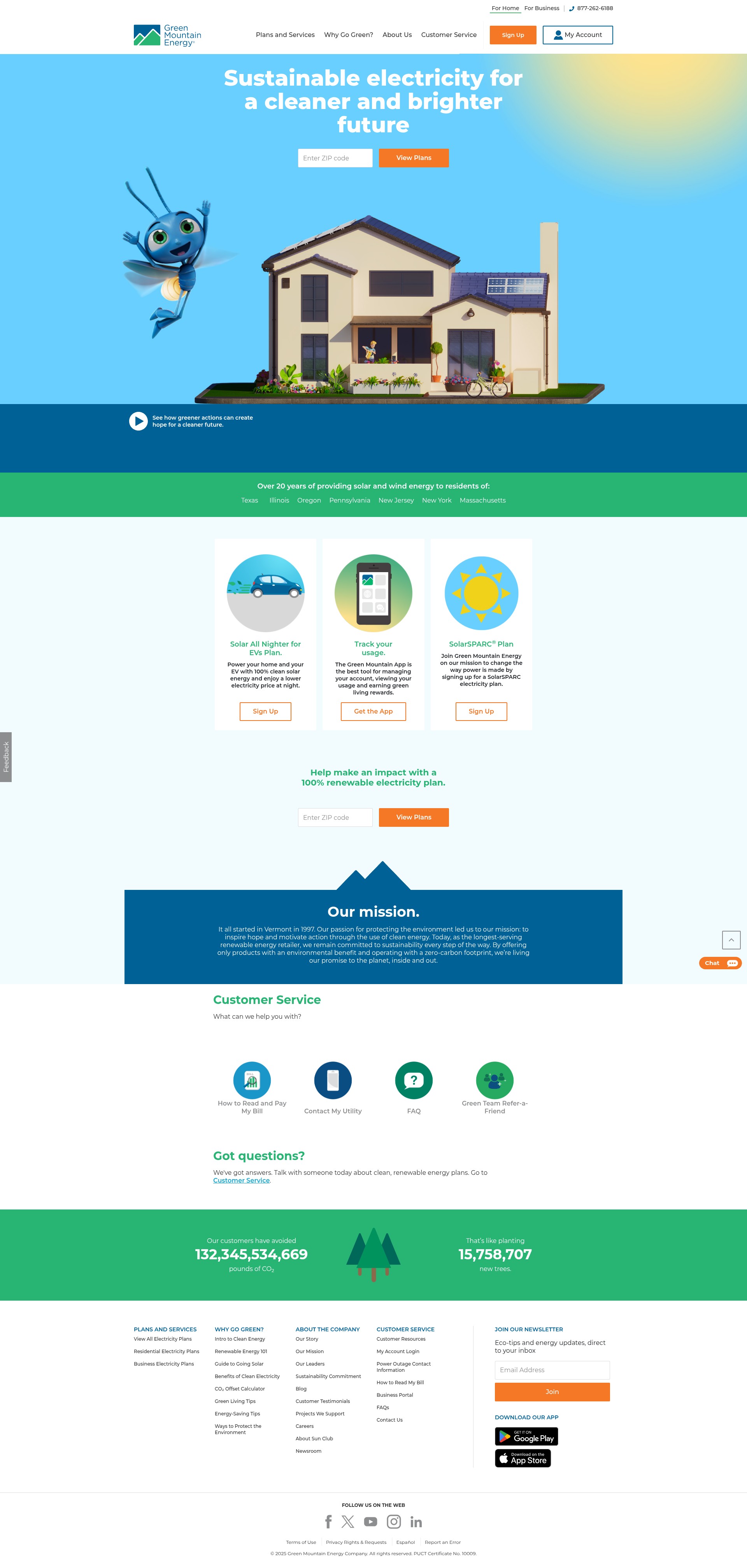 Screenshot of www.greenmountainenergy.com