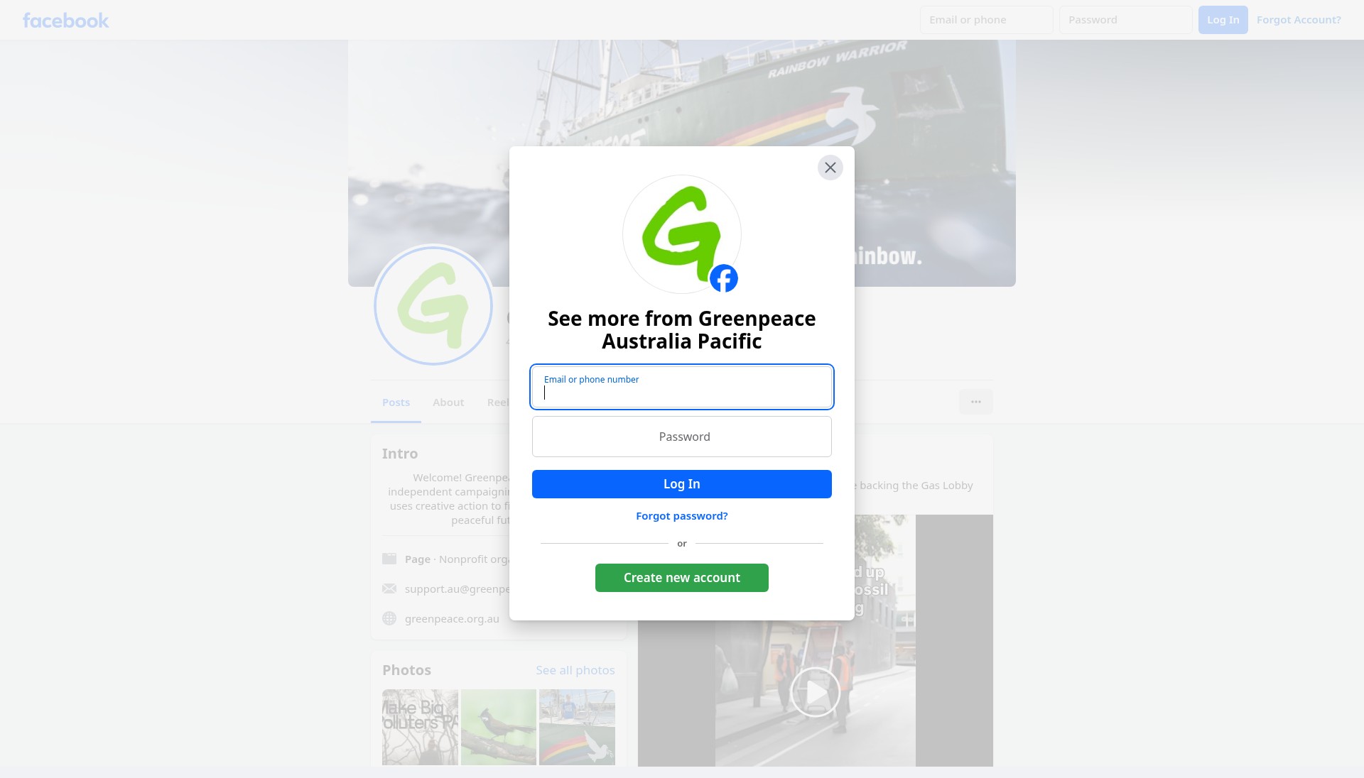 Screenshot of www.greenpeace.org.au