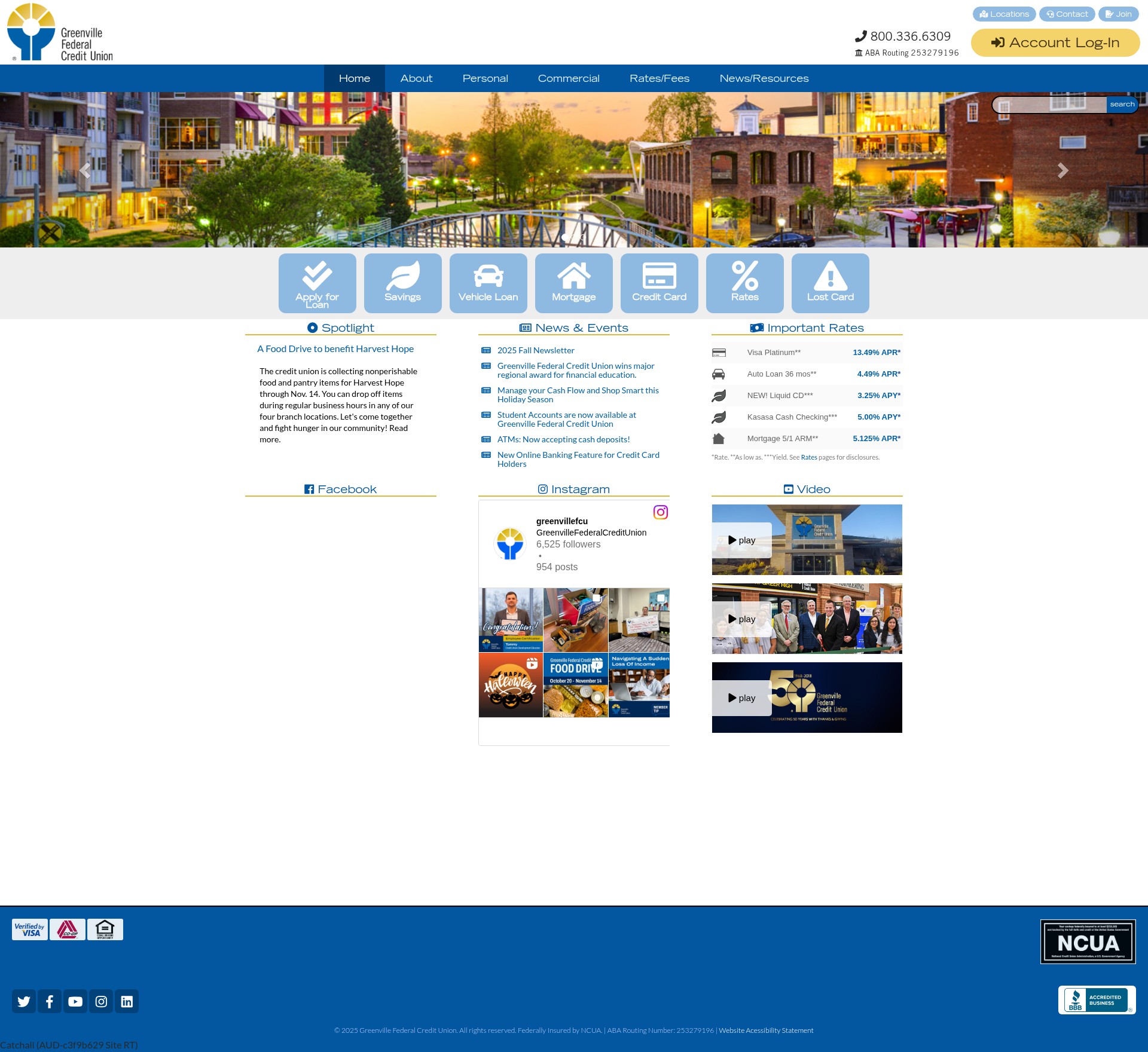 Screenshot of www.greenvillefcu.com