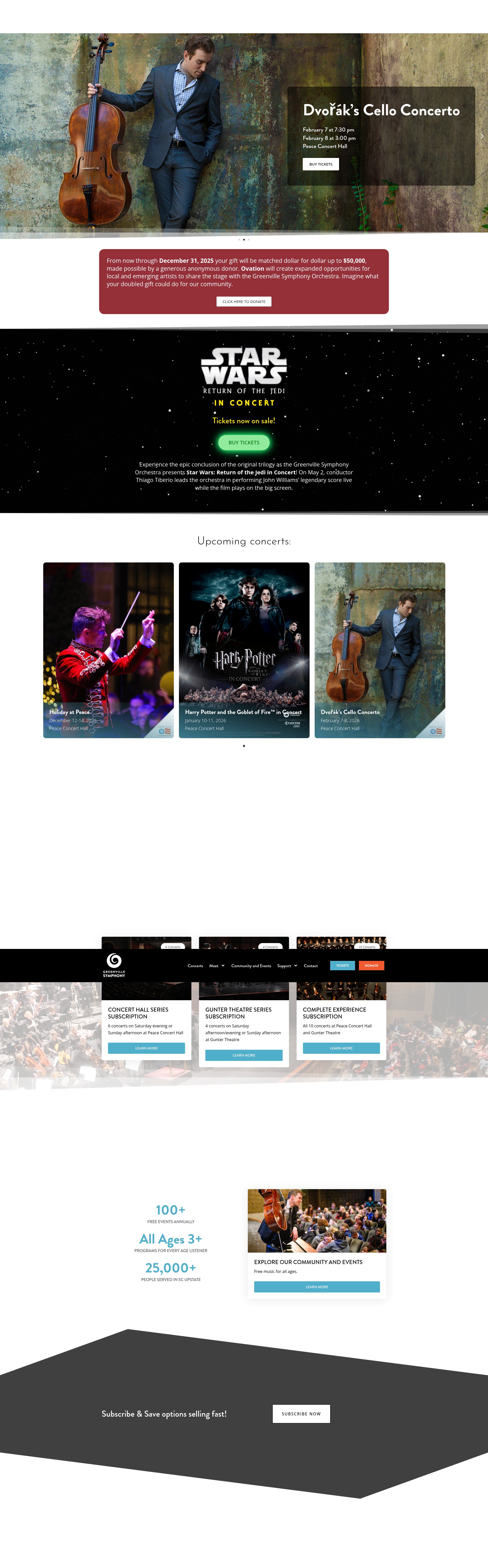 Screenshot of www.greenvillesymphony.org