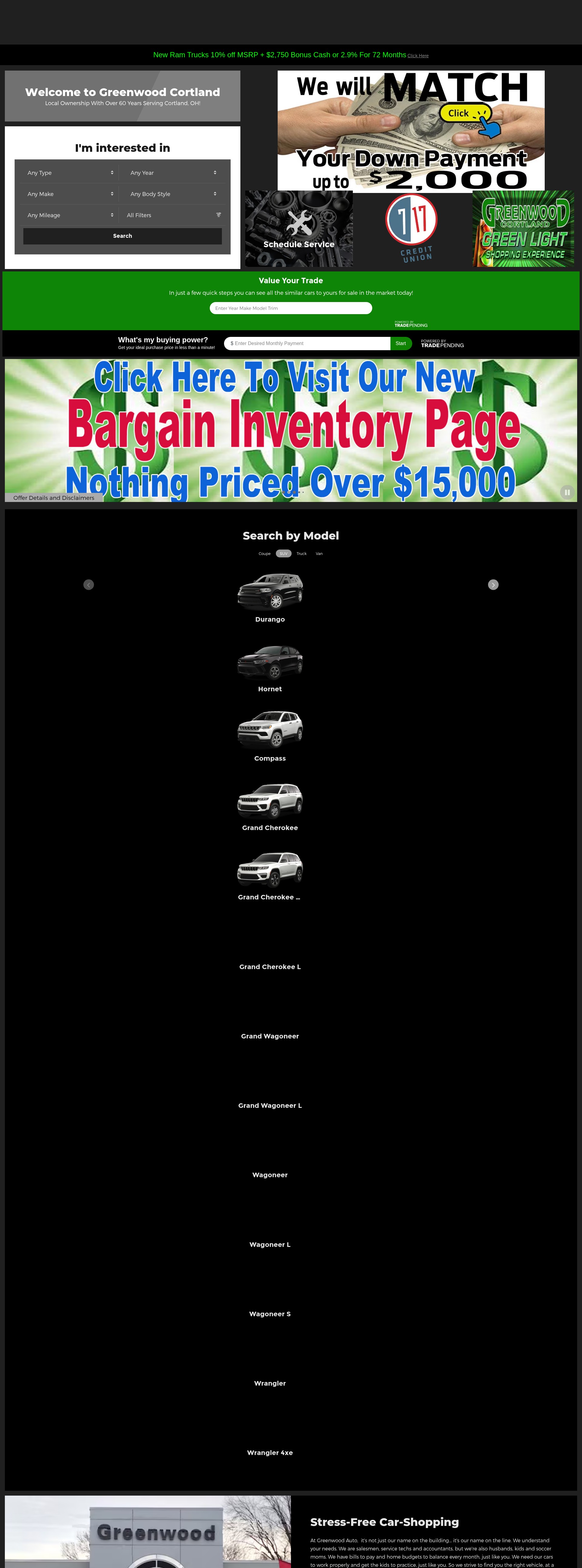 Screenshot of www.greenwoodautochryslerdodgejeep.com