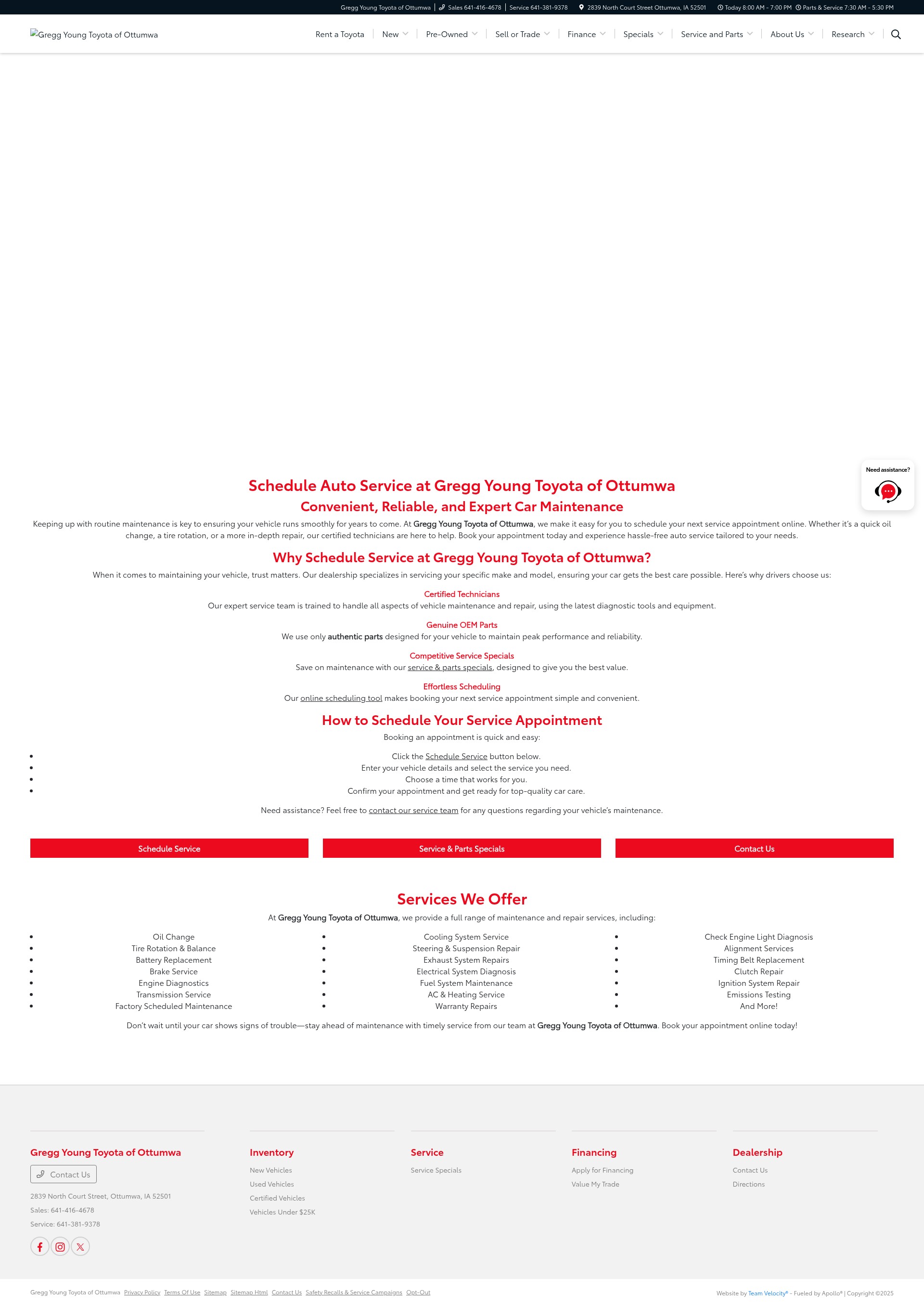 Screenshot of www.greggyoungtoyota.com