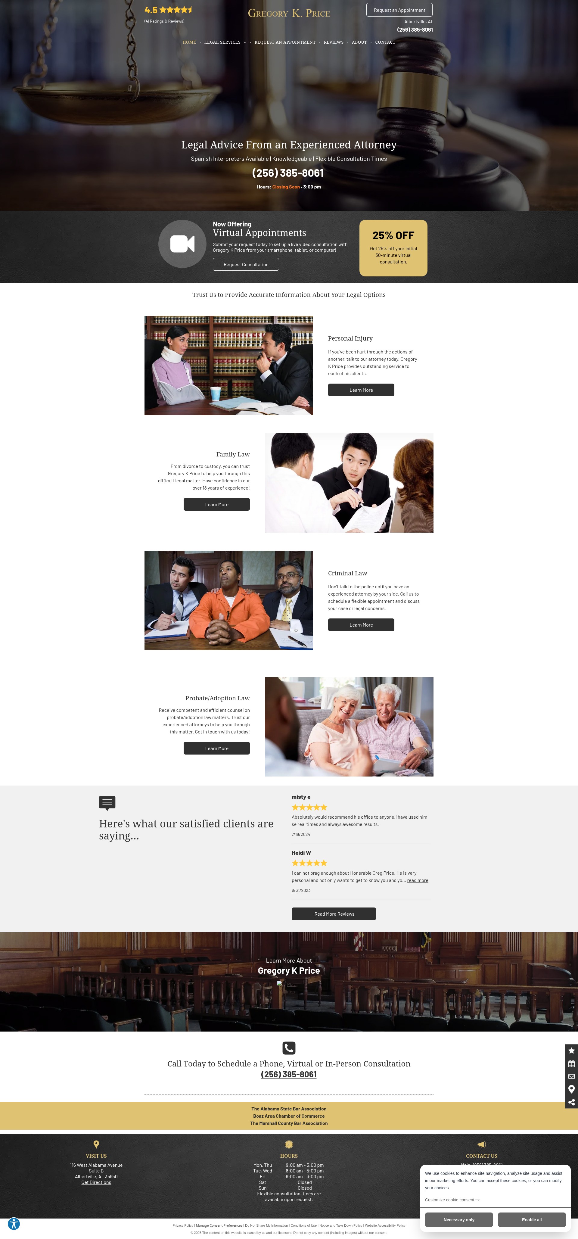 Screenshot of www.gregorykpricelaw.com