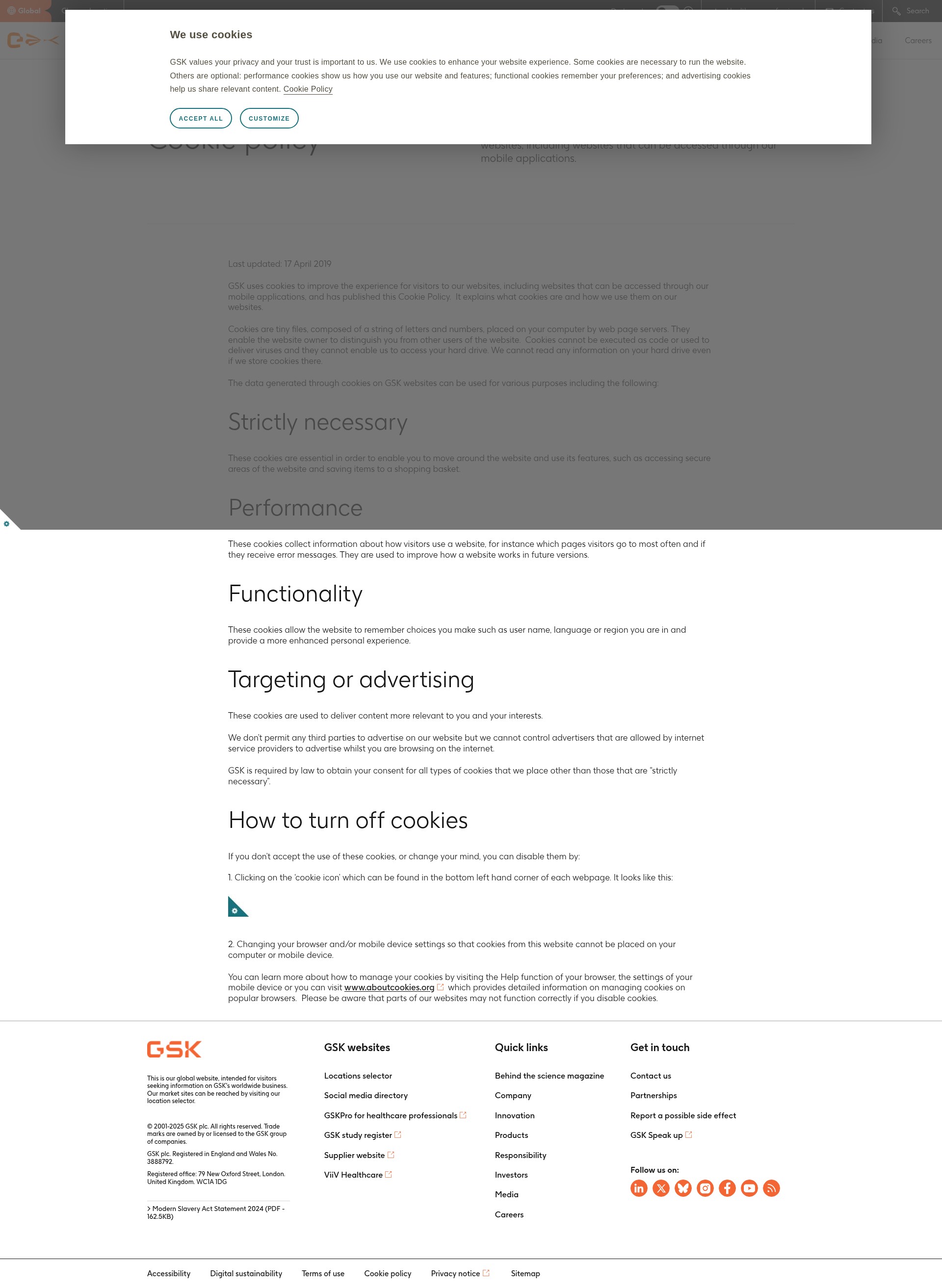 Screenshot of www.gsk.com