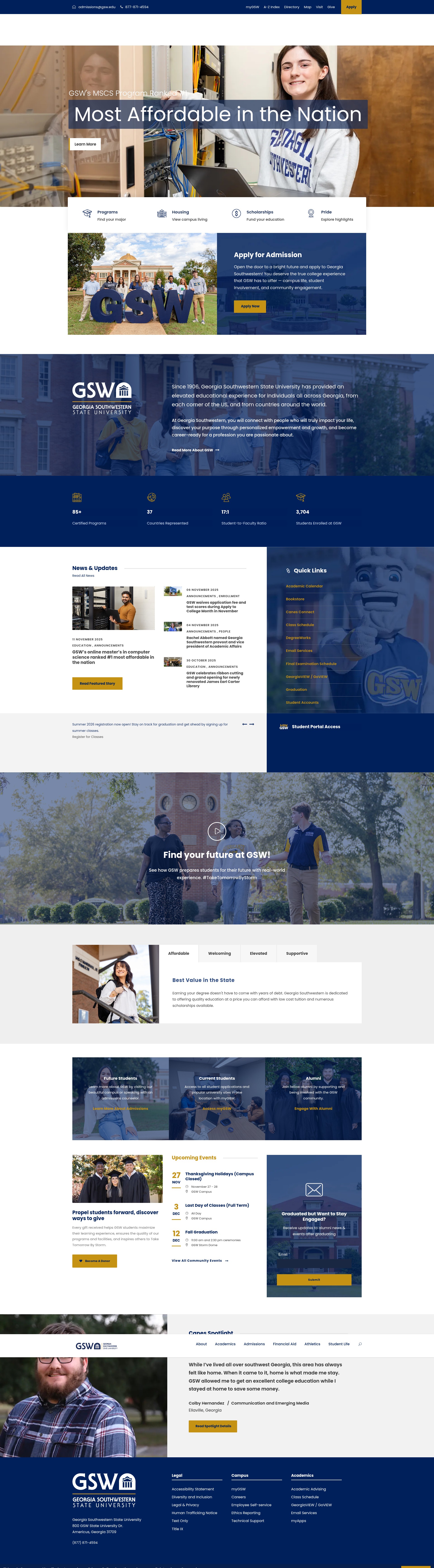 Screenshot of www.gsw.edu