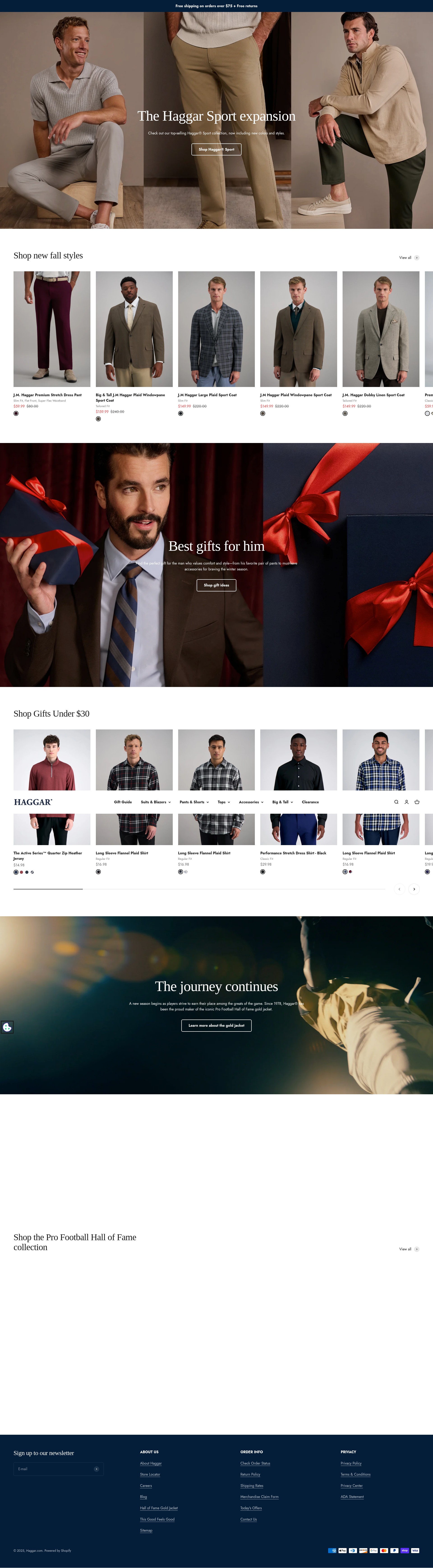 Screenshot of www.haggar.com