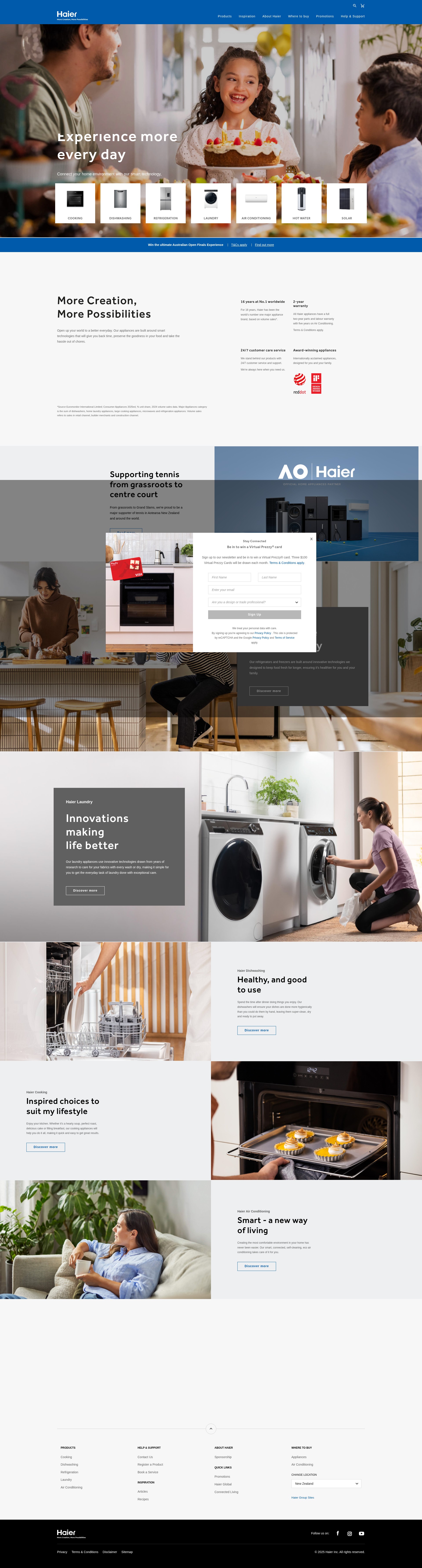 Screenshot of www.haier.co.nz