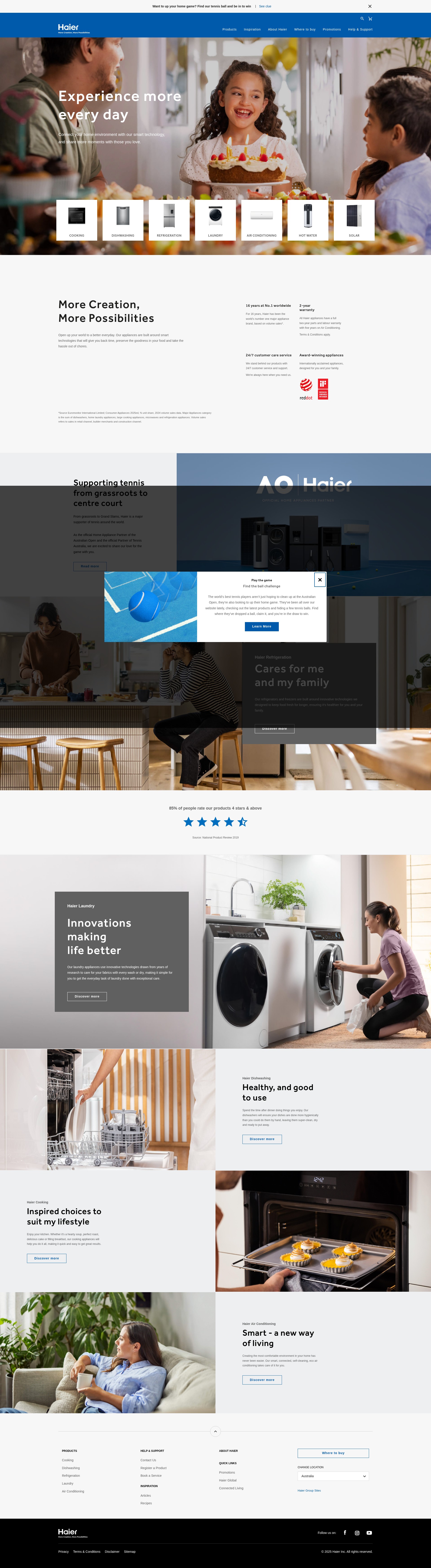 Screenshot of www.haier.com.au