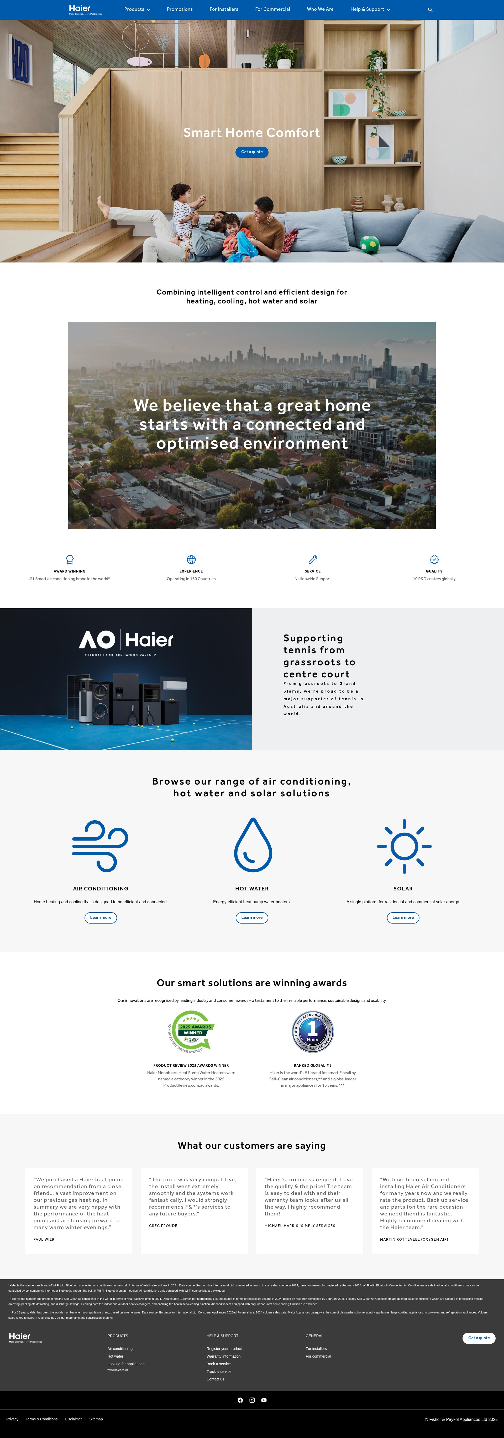 Screenshot of www.haierhome.co.nz