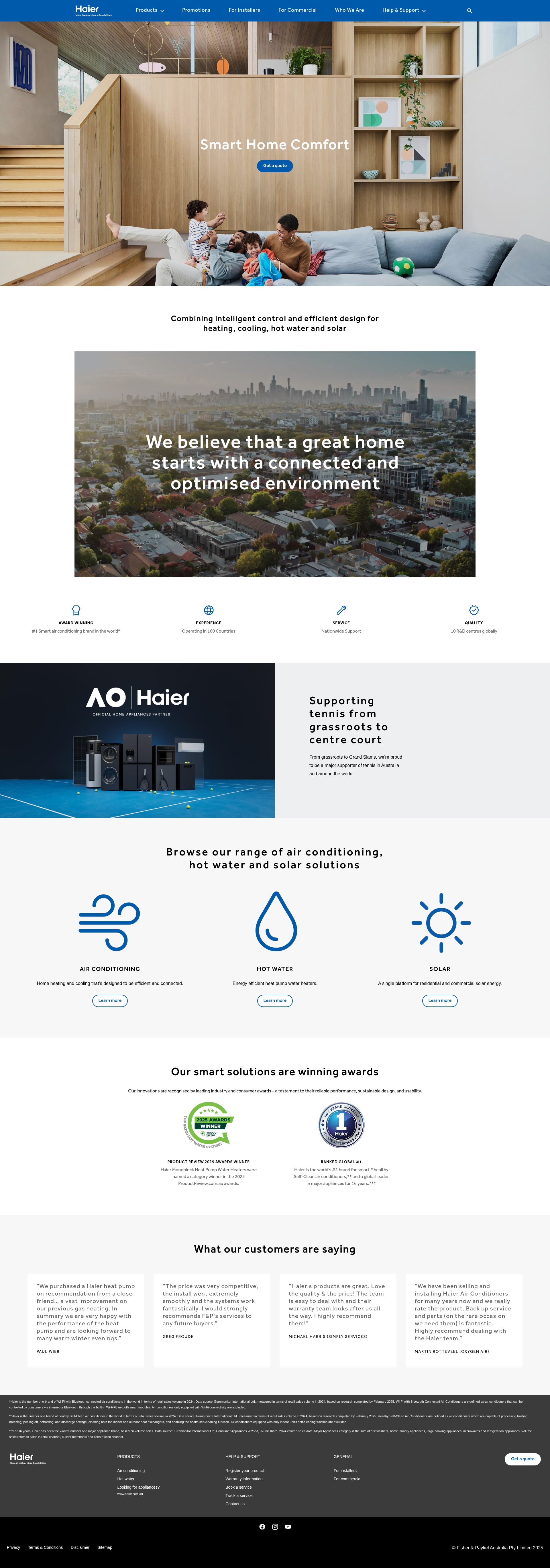 Screenshot of www.haierhome.com.au