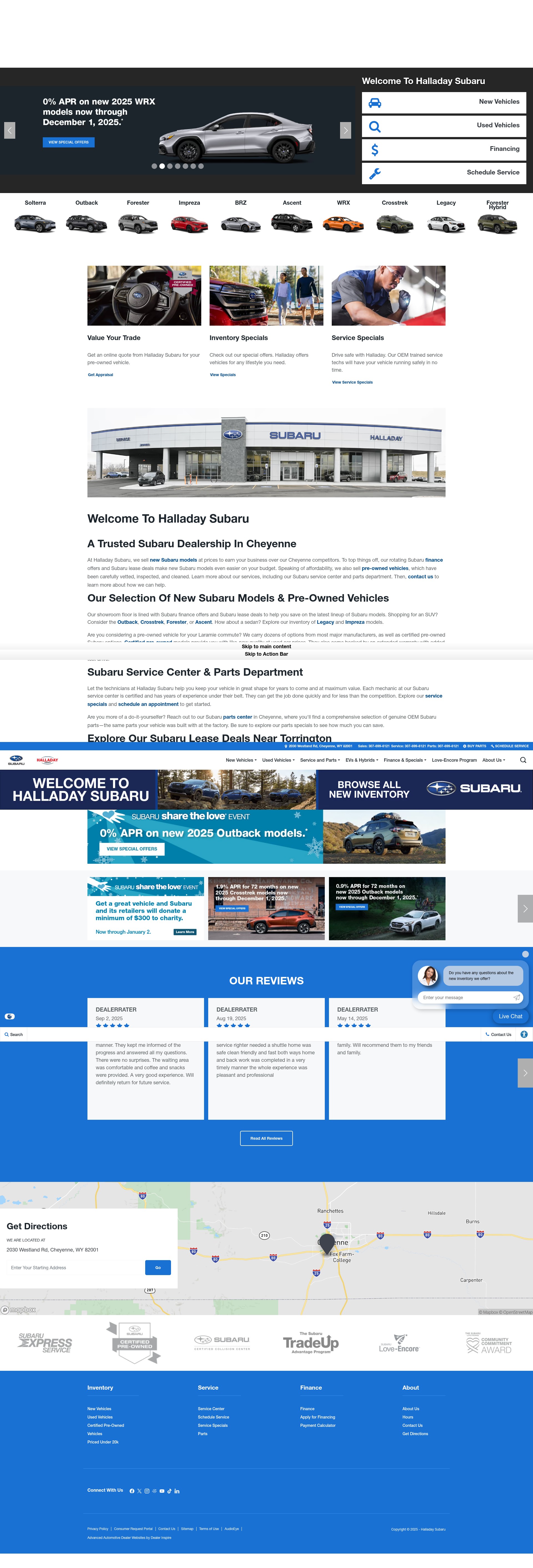 Screenshot of www.halladaysubaru.com