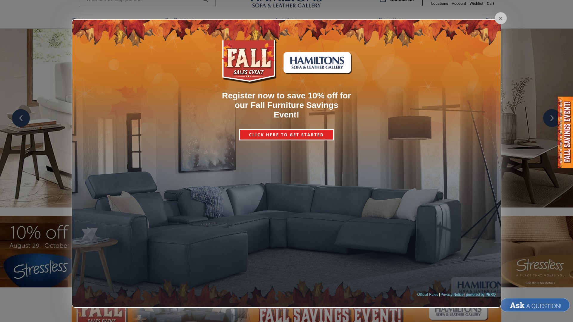 Screenshot of www.hamiltonssofagallery.com