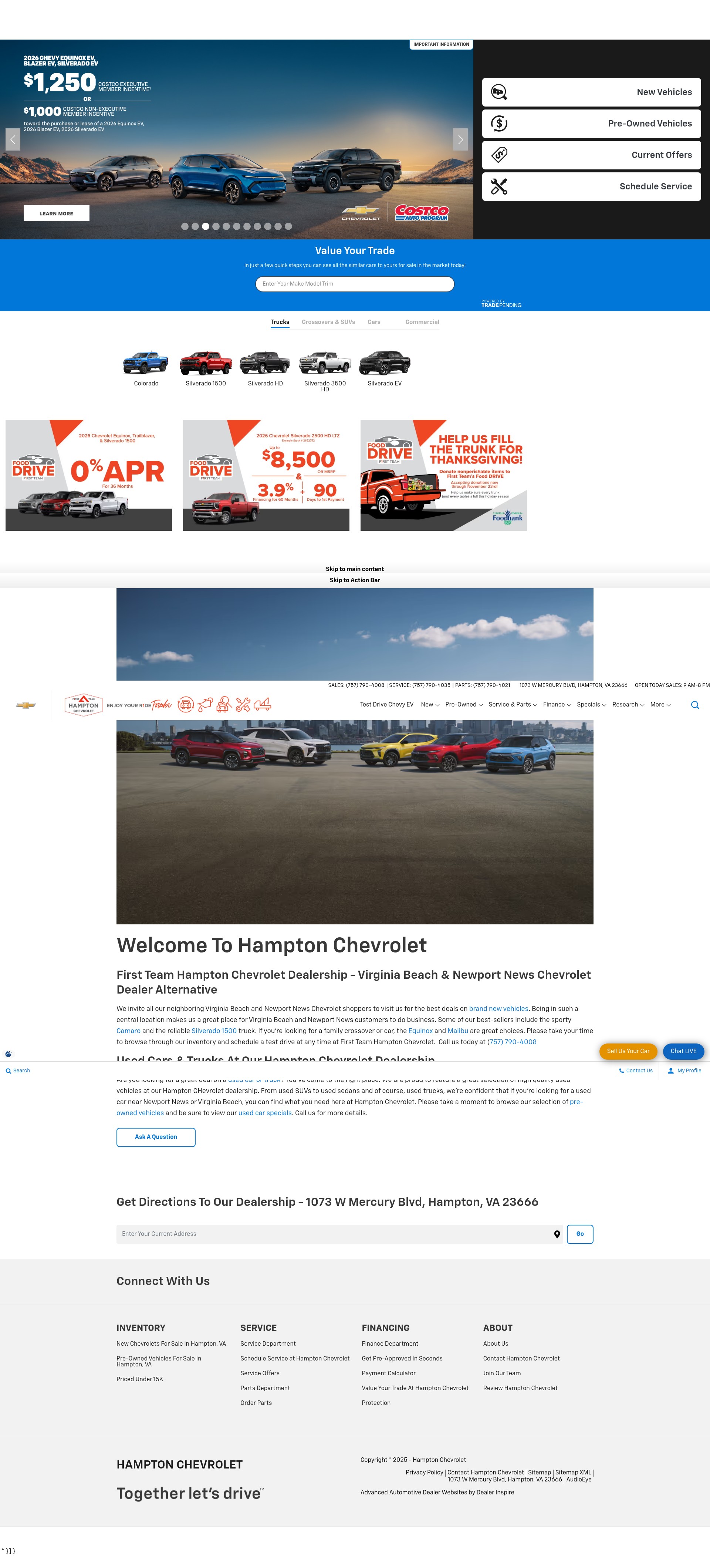 Screenshot of www.hamptonchevy.com