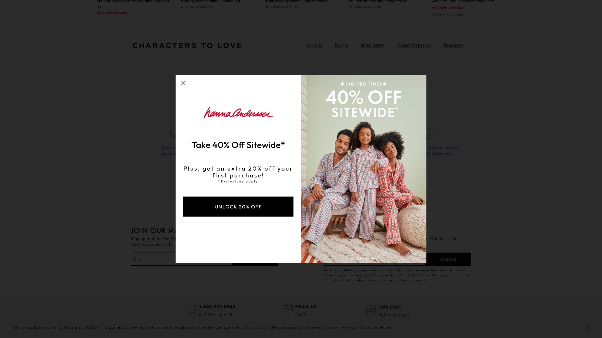 Screenshot of www.hannaandersson.com