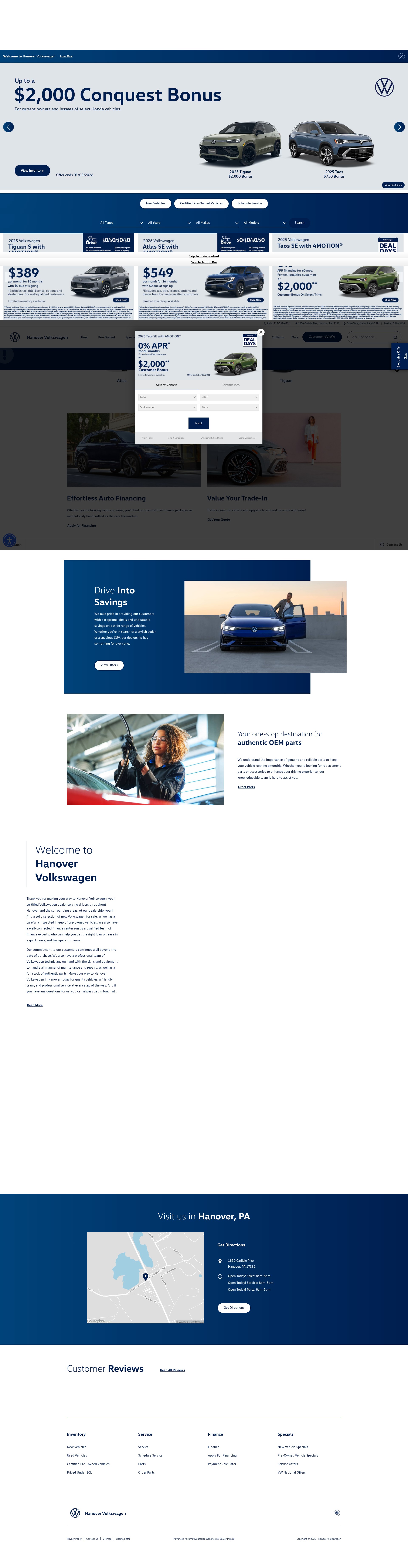Screenshot of www.hanover-vw.com