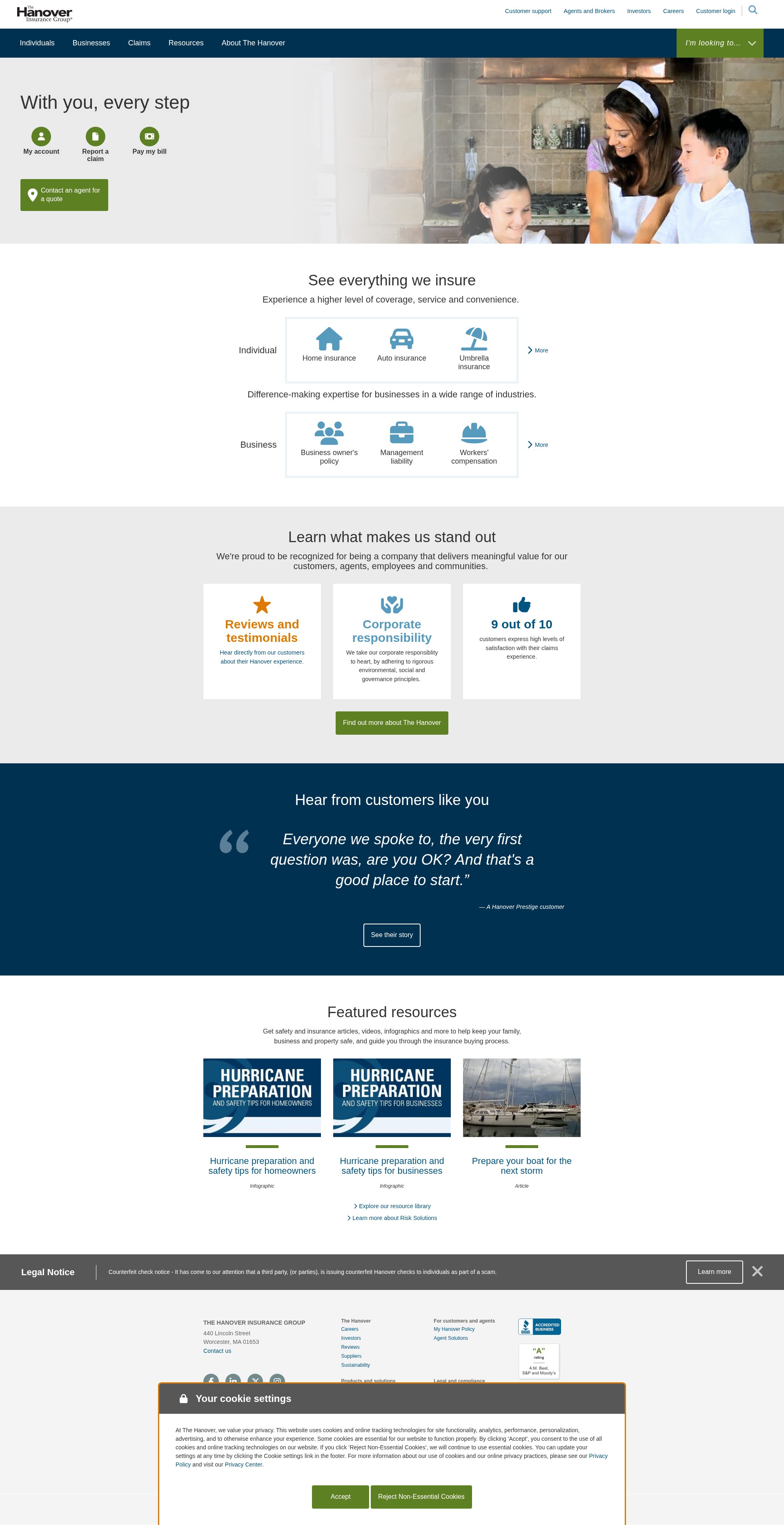Screenshot of www.hanover.com