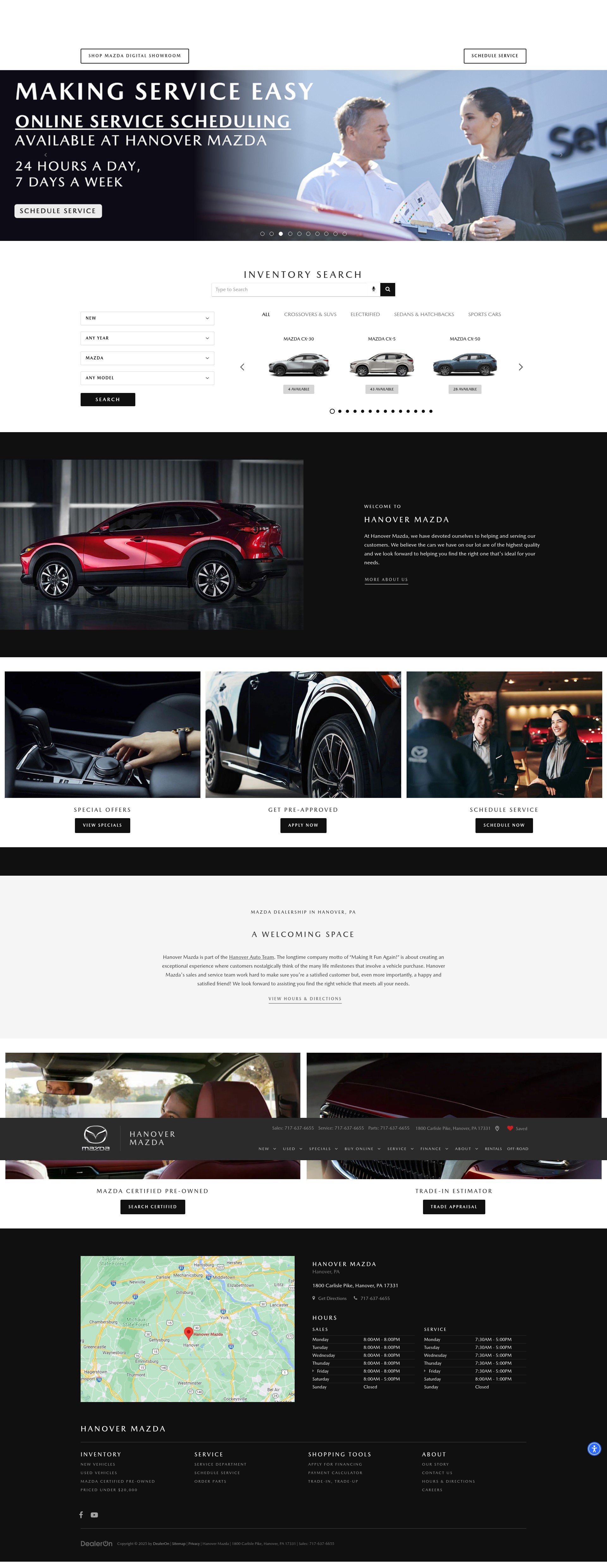 Screenshot of www.hanovermazda.com