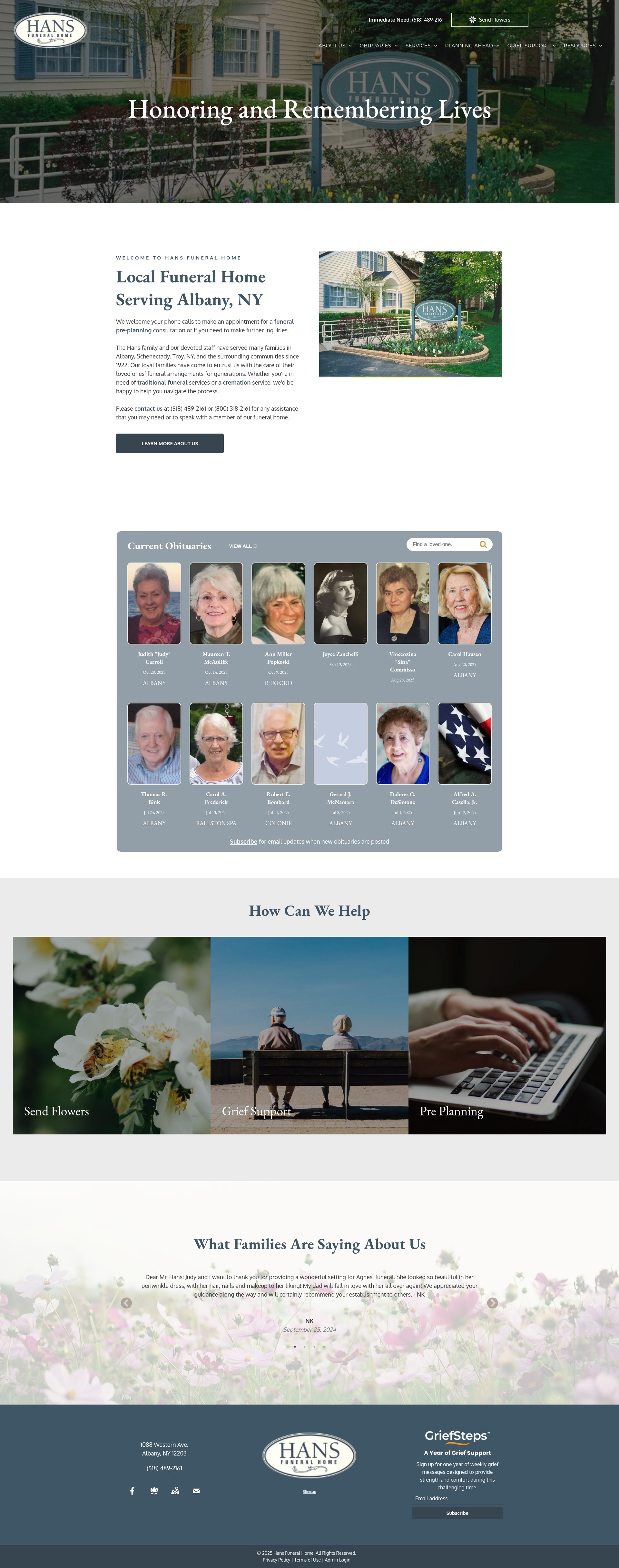 Screenshot of www.hansfuneralhome.com