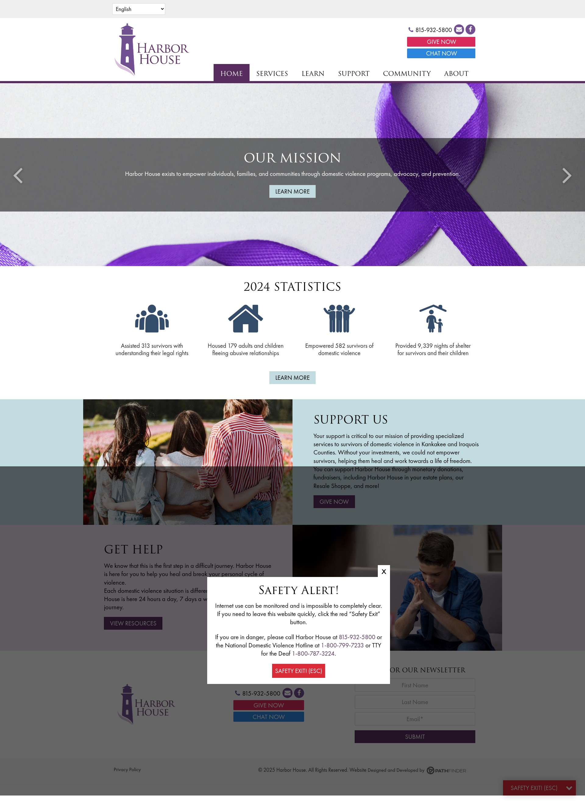 Screenshot of www.harborhousedv.org