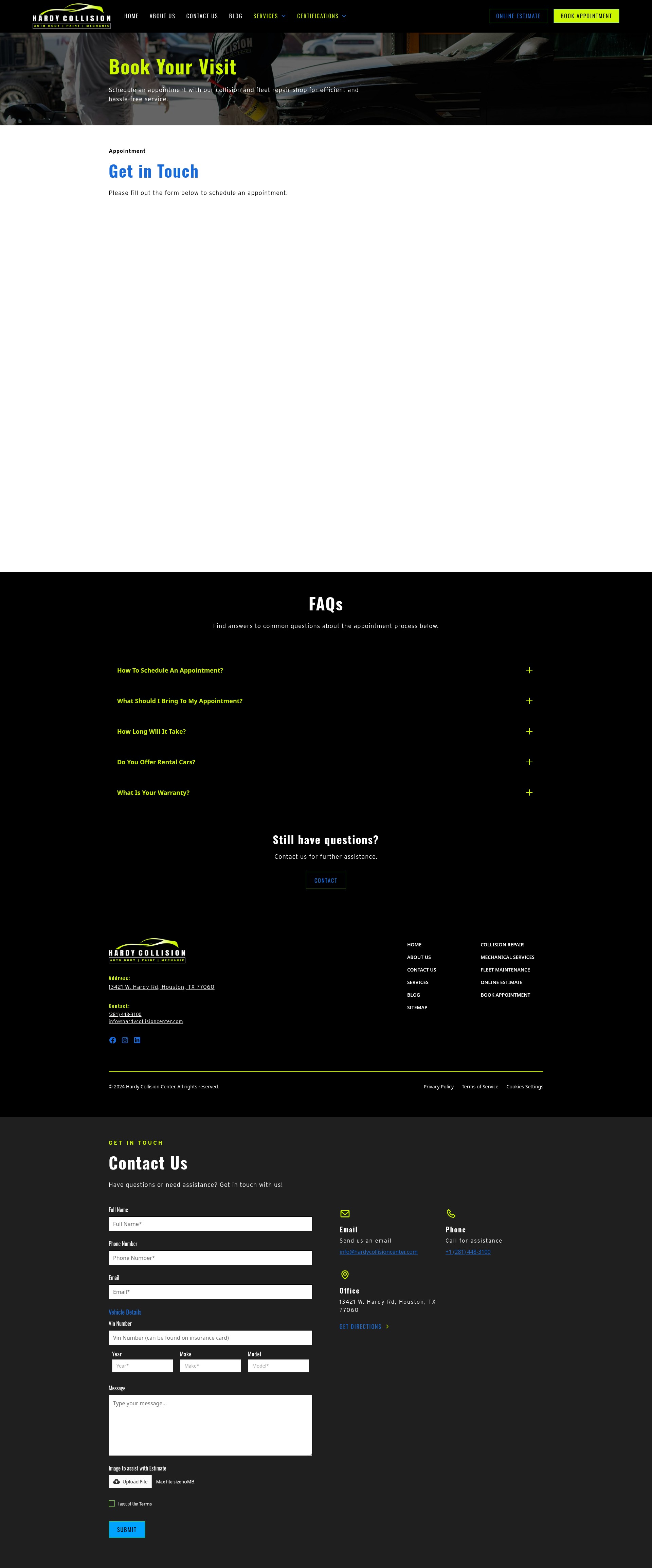 Screenshot of www.hardycollisioncenter.com