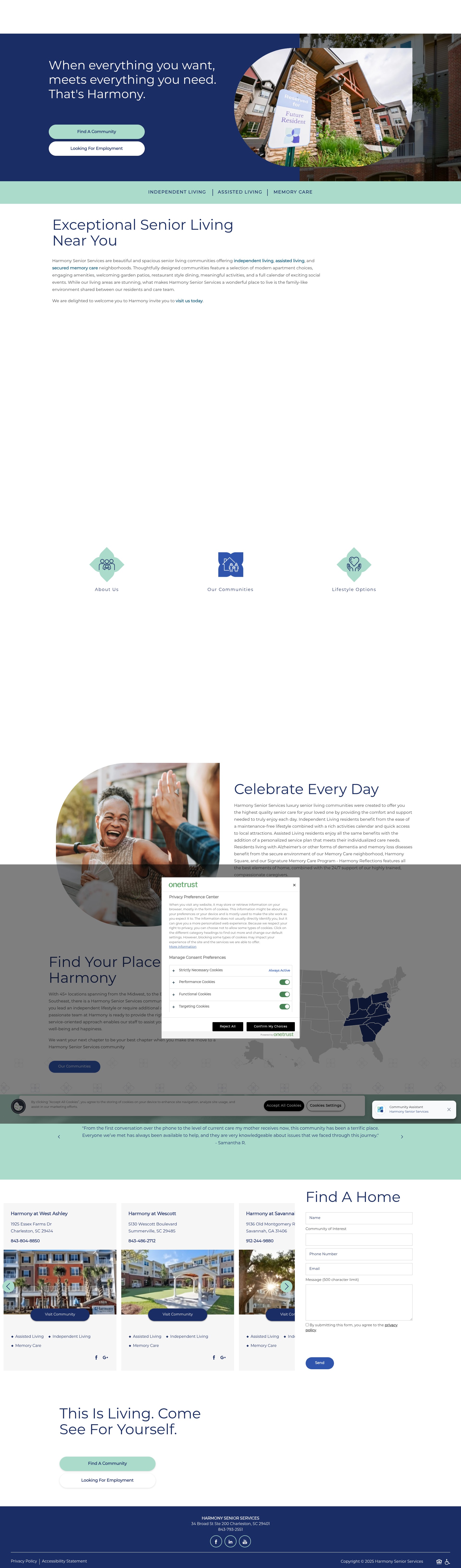Screenshot of www.harmonyseniorservices.com