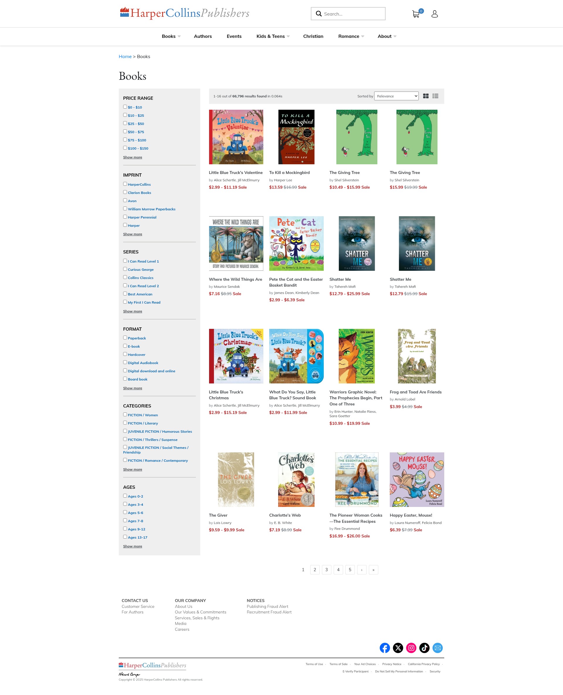 Screenshot of www.harpercollins.com