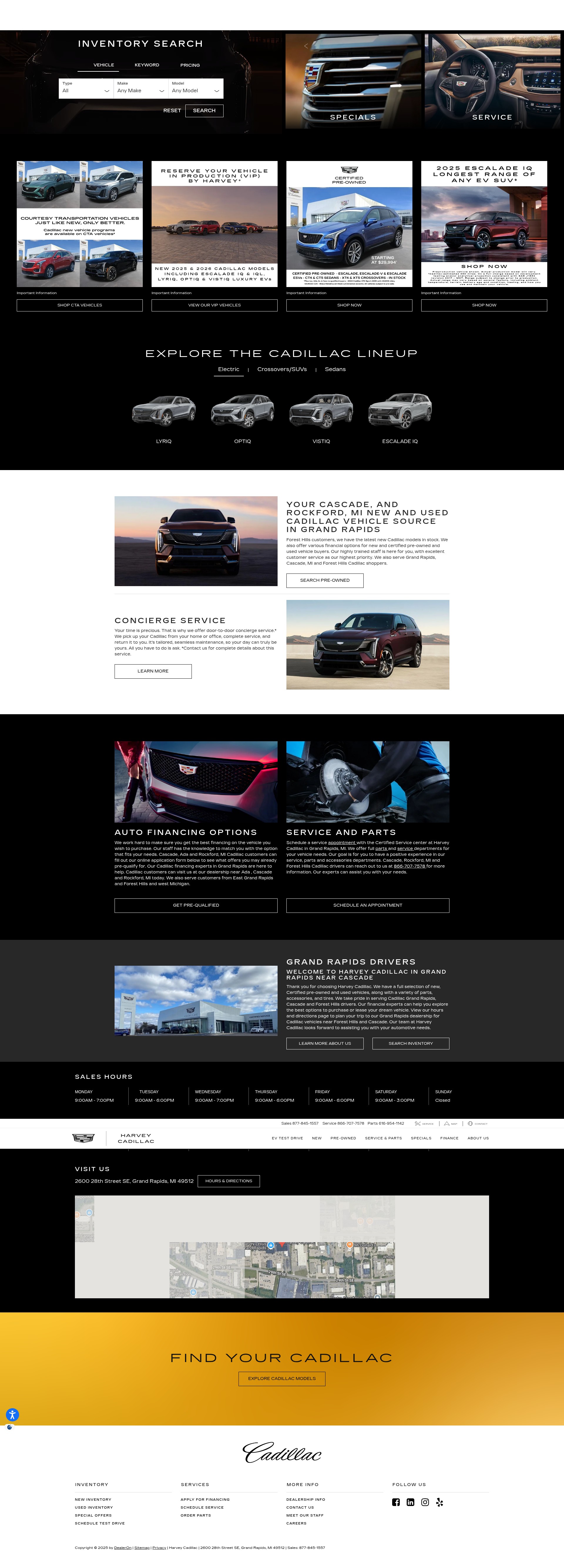 Screenshot of www.harveycadillac.com