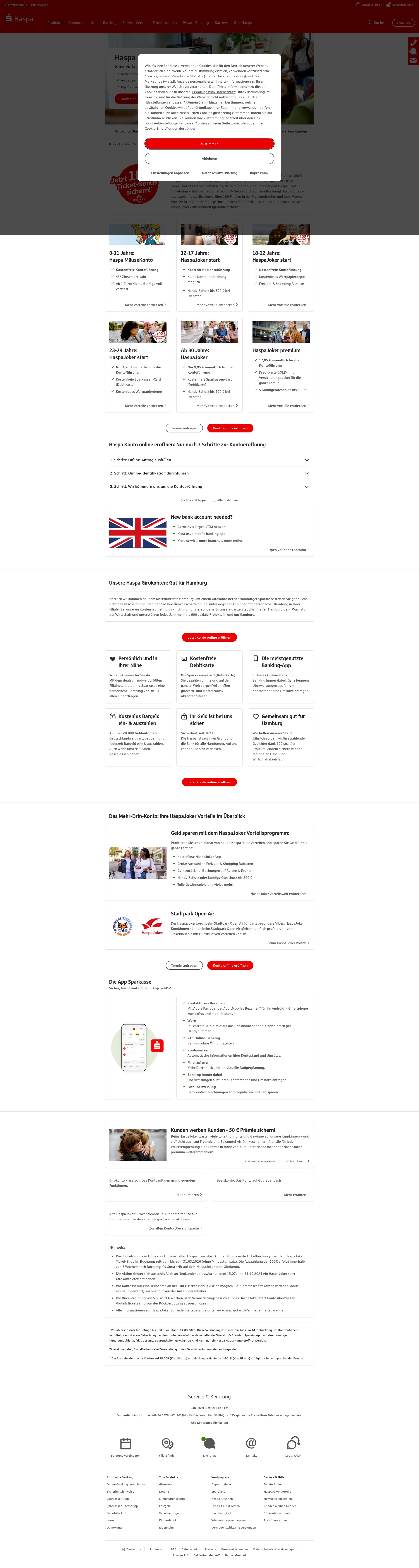 Screenshot of www.haspa.de