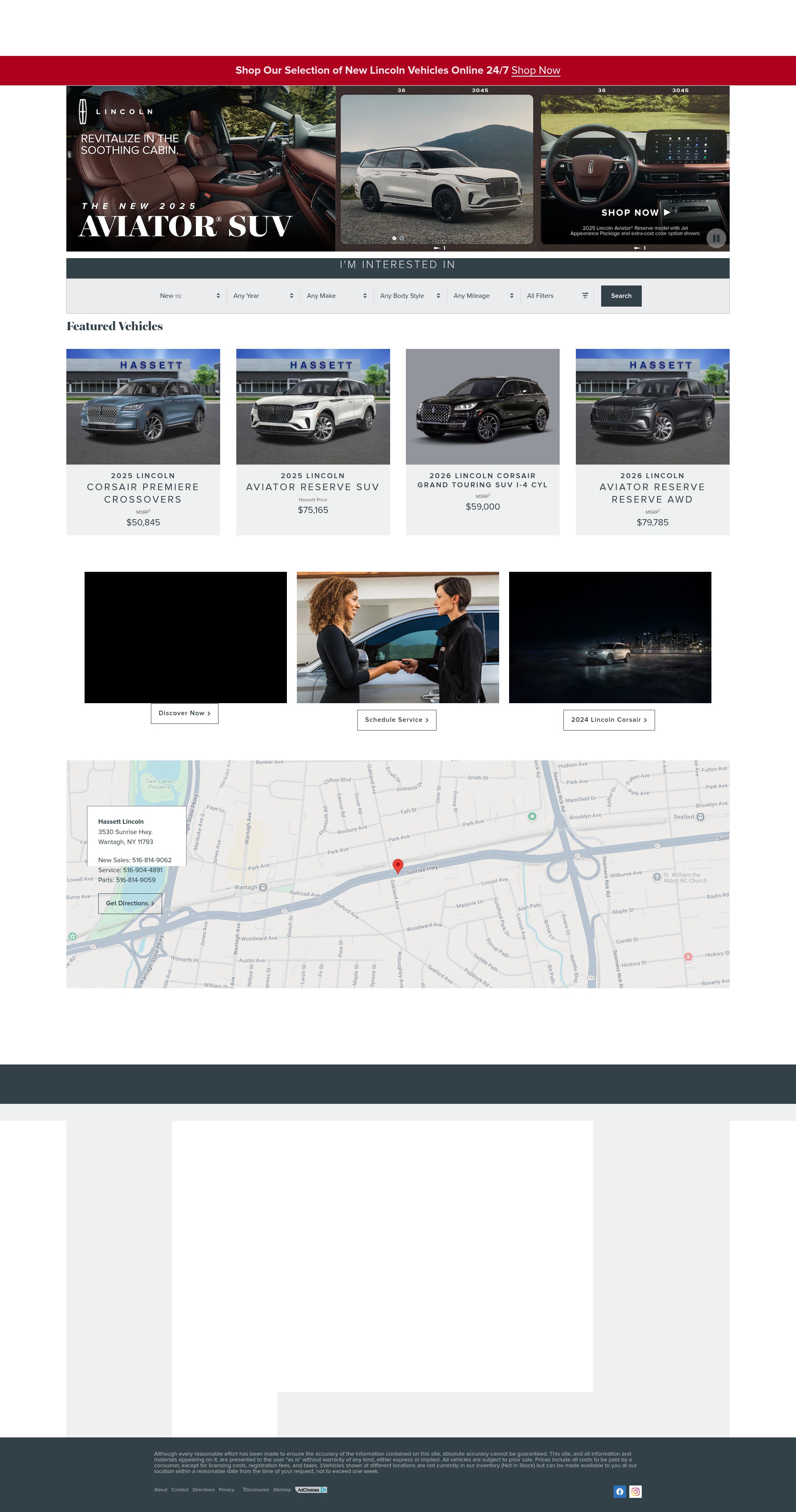 Screenshot of www.hassettlincoln.com