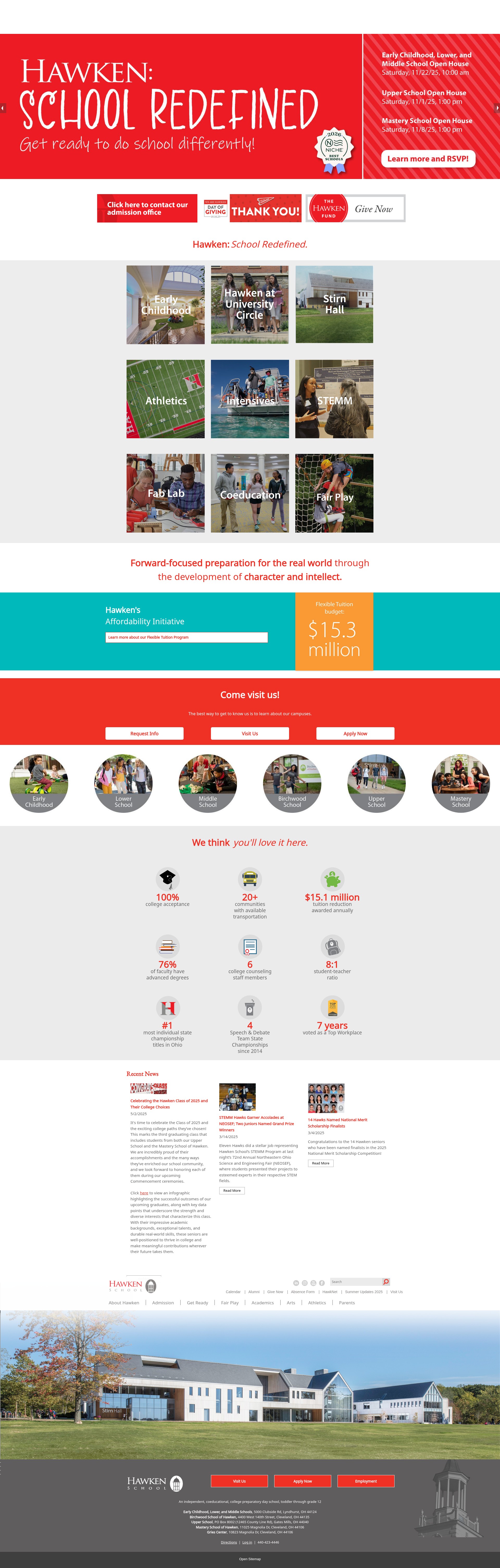 Screenshot of www.hawken.edu