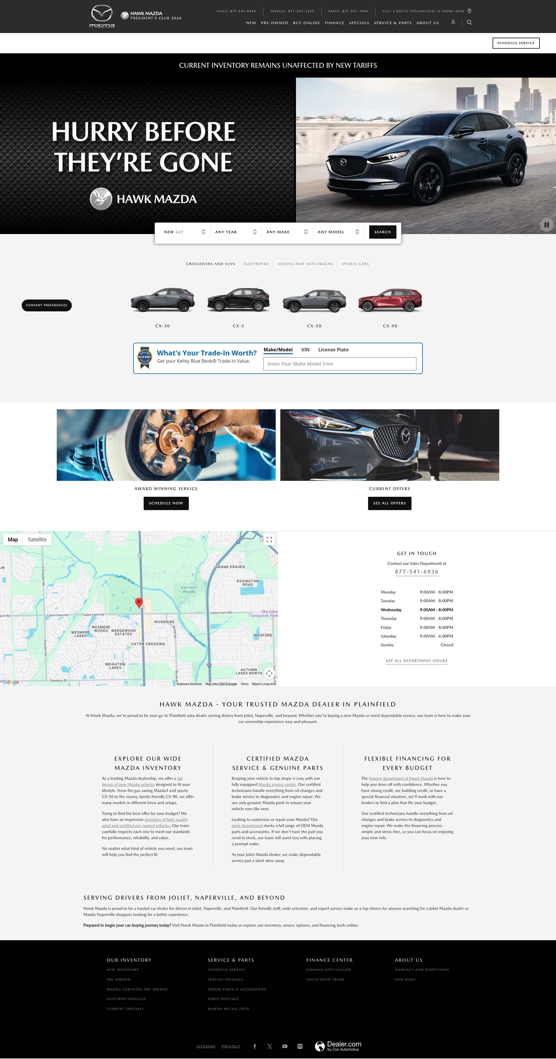 Screenshot of www.hawkmazda.com