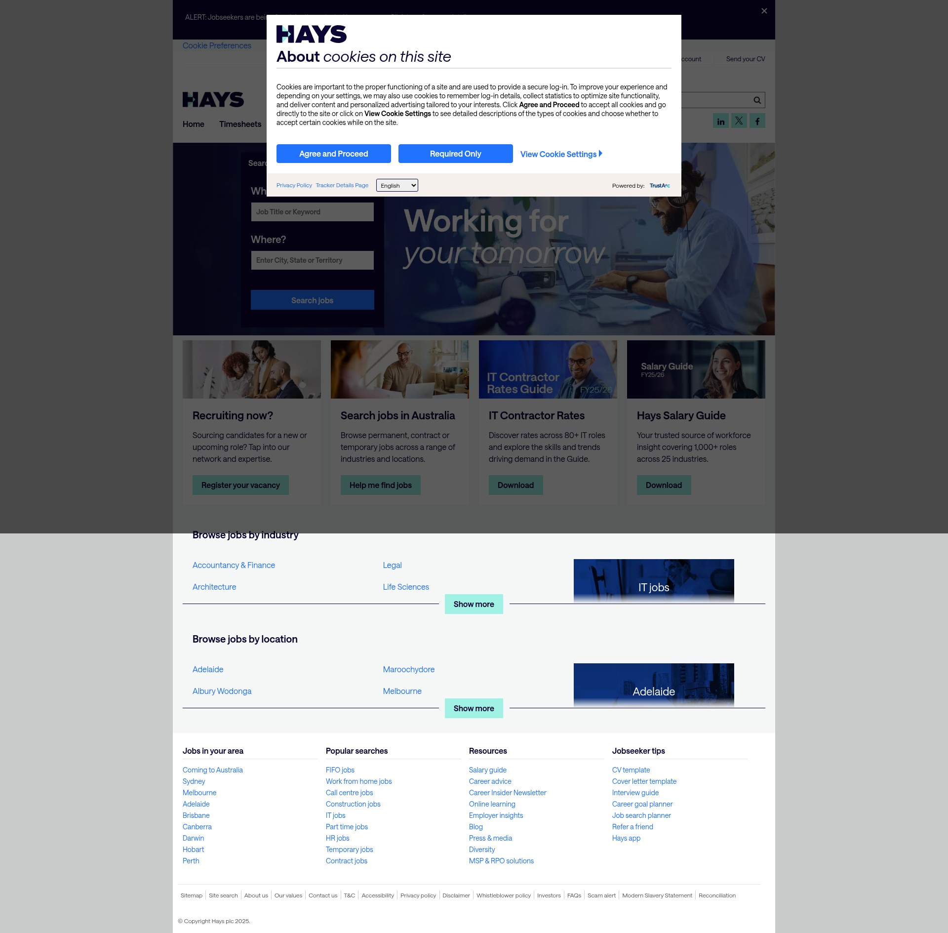Screenshot of www.hays.com.au