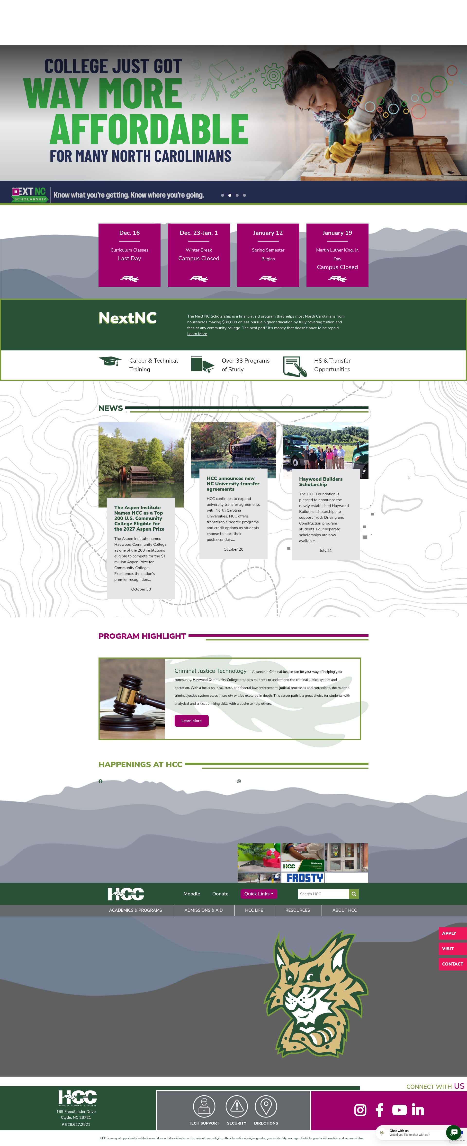 Screenshot of www.haywood.edu