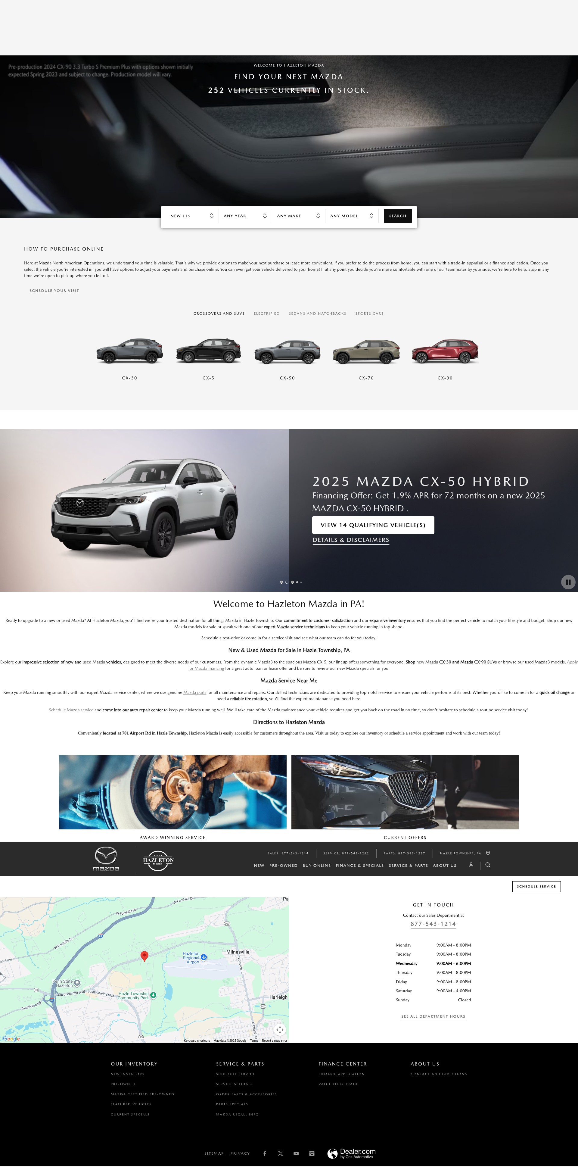 Screenshot of www.hazletonmazda.com