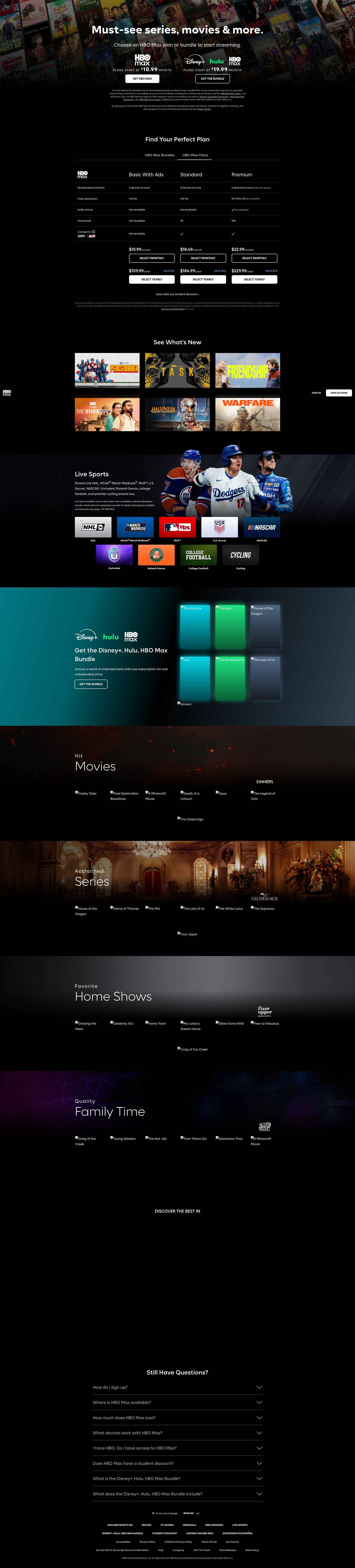 Screenshot of www.hbomax.com