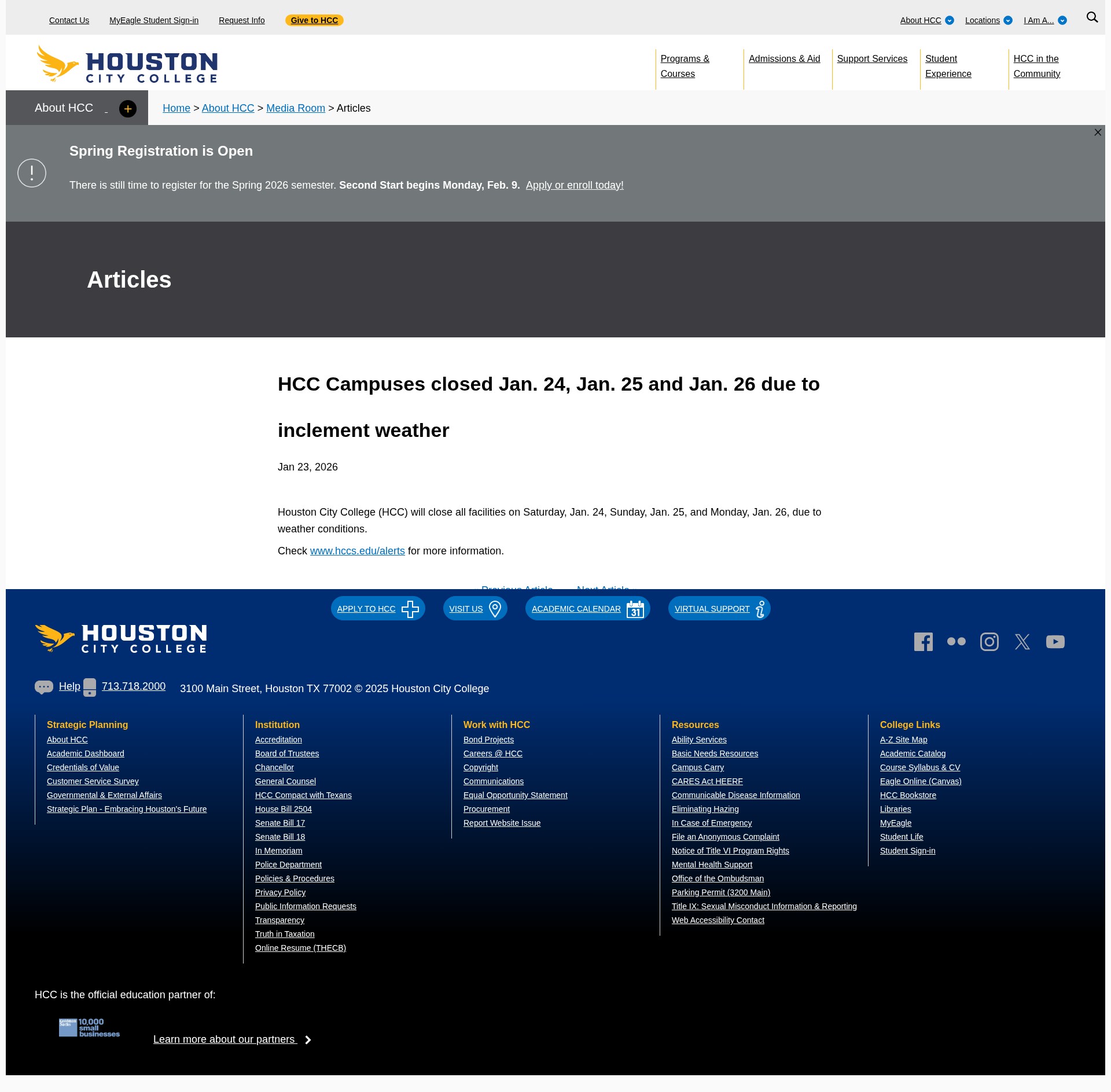 Screenshot of www.hccs.edu