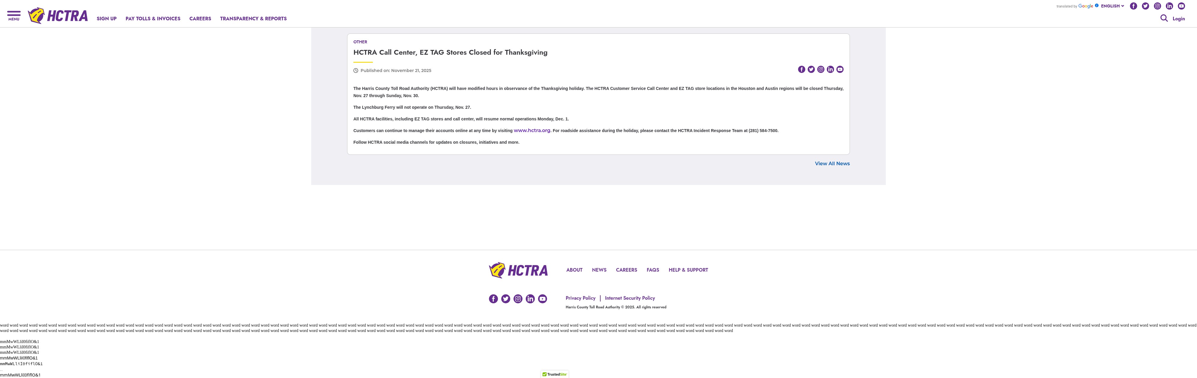 Screenshot of www.hctra.org