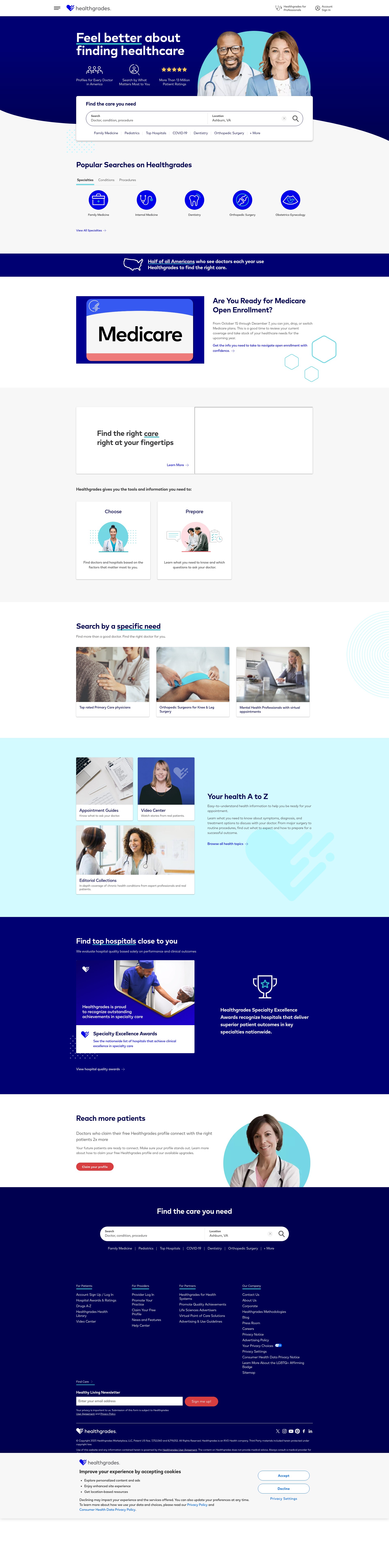 Screenshot of www.healthgrades.com