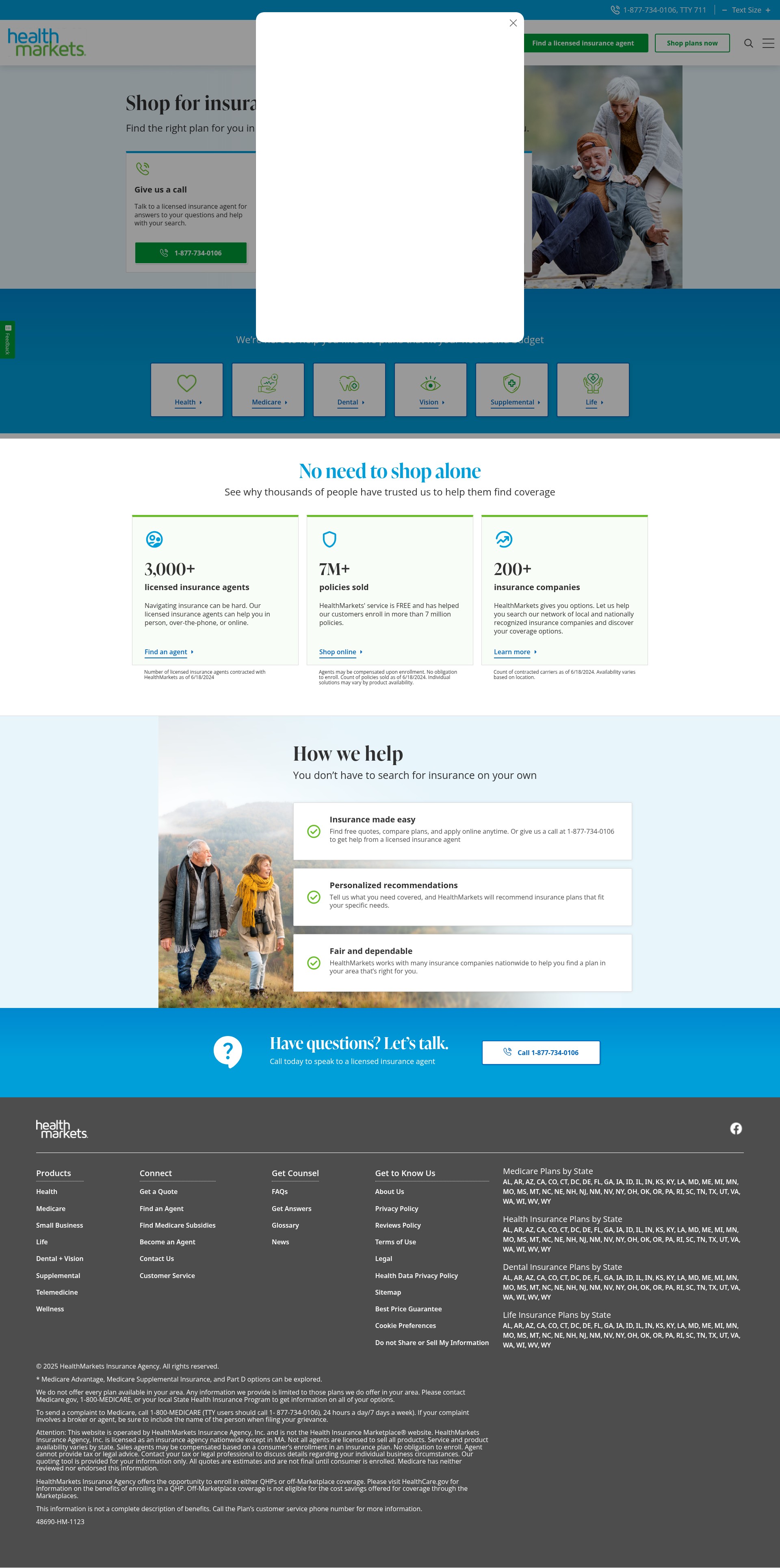 Screenshot of www.healthmarkets.com
