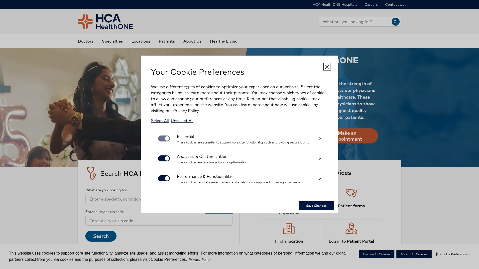 Screenshot of www.healthonephysiciangroup.com