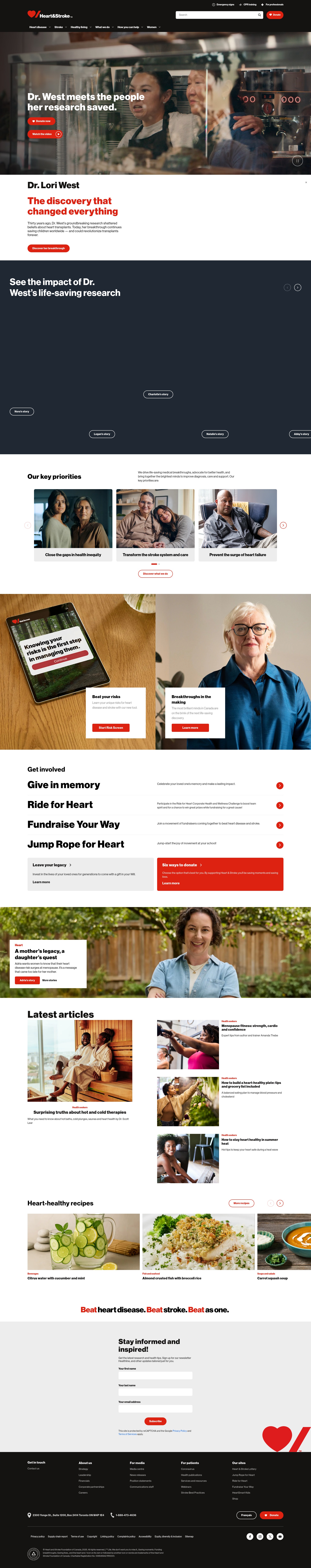 Screenshot of www.heartandstroke.ca