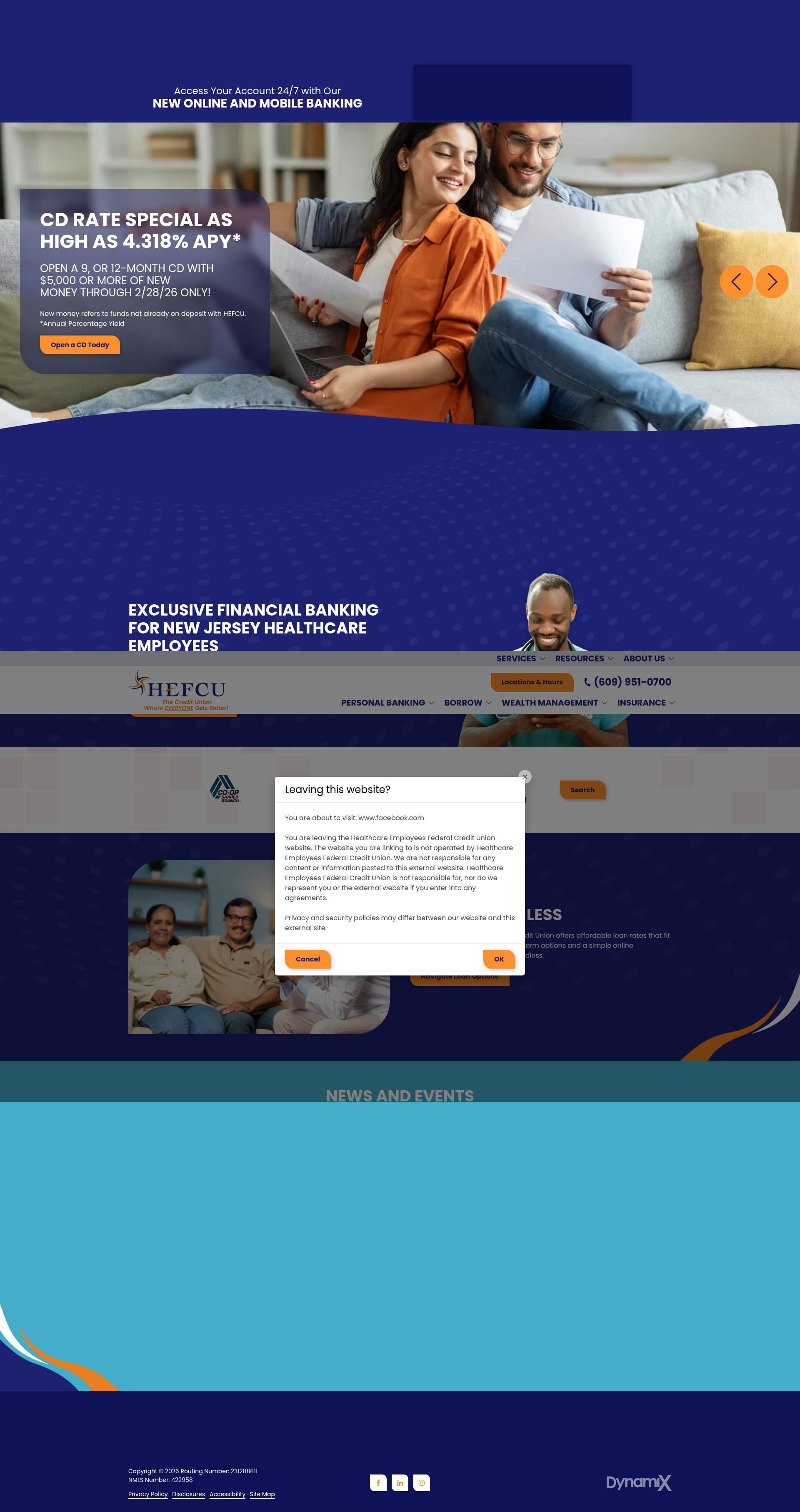 Screenshot of www.hefcu.com