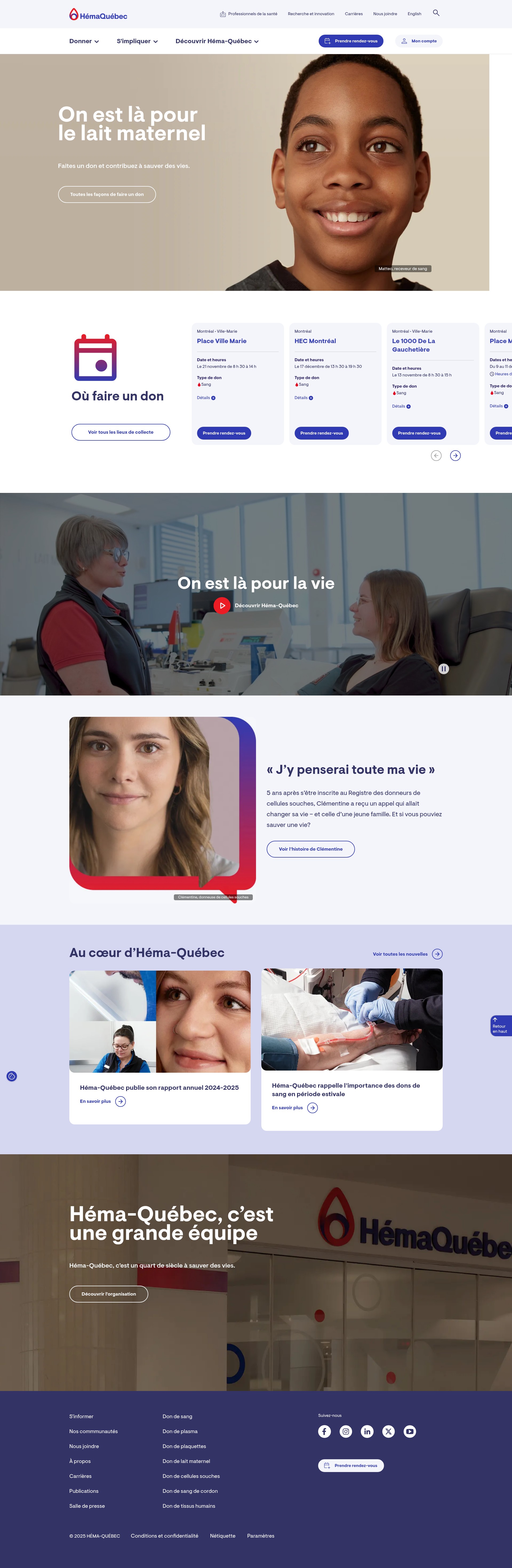 Screenshot of www.hemaquebec.ca