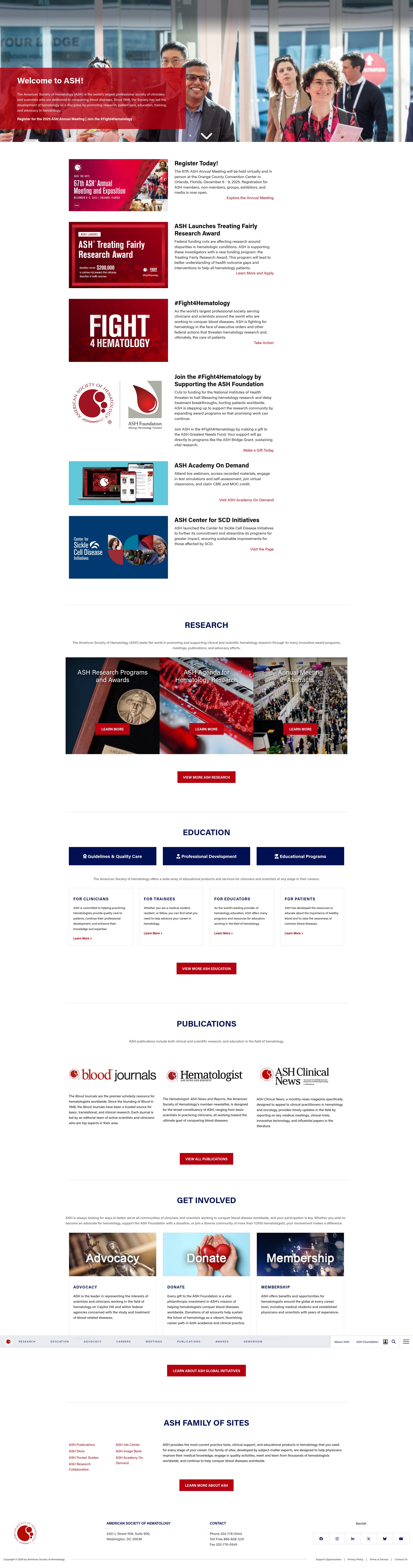Screenshot of www.hematology.org